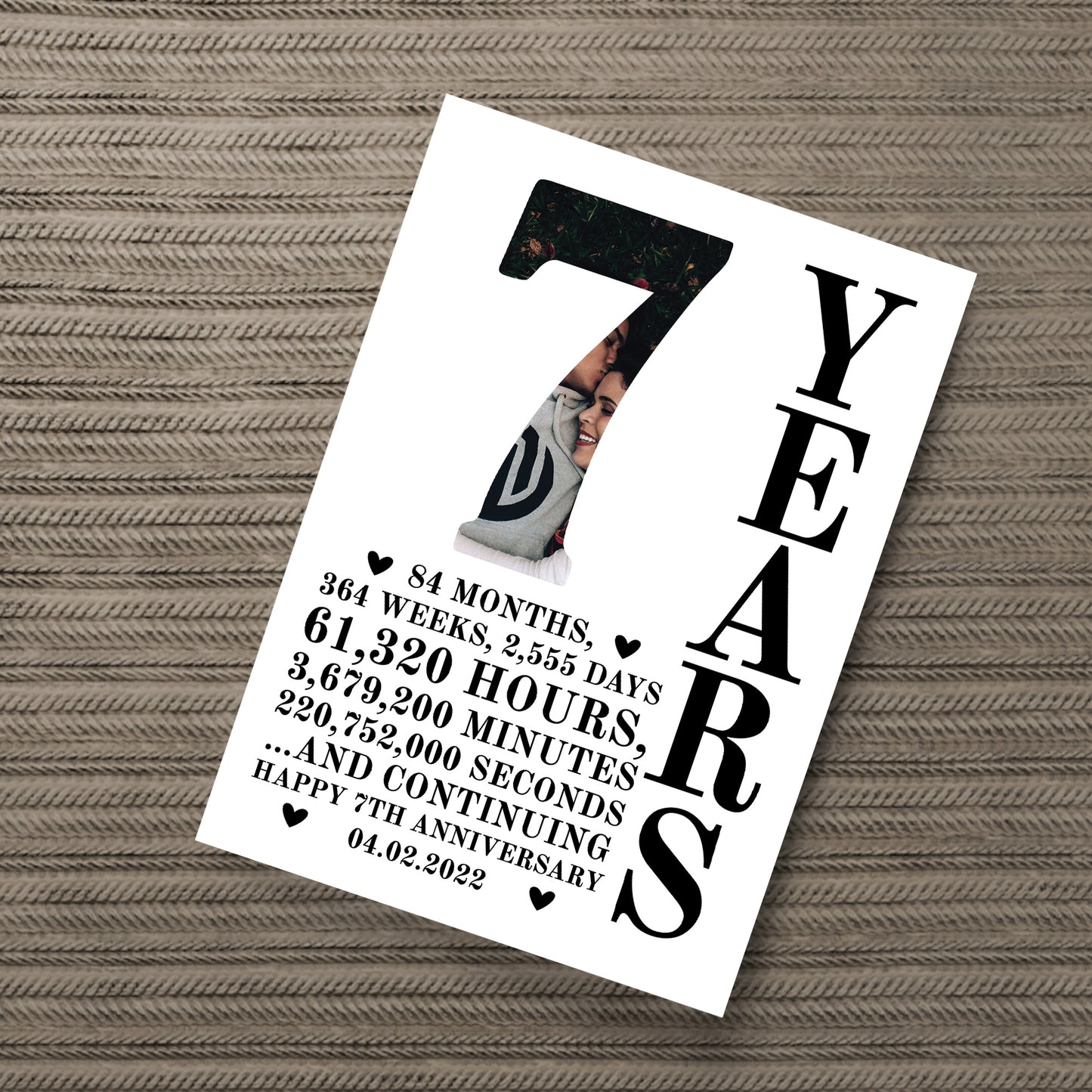 7th Anniversary Gift Print Personalised Photo Husband Wife