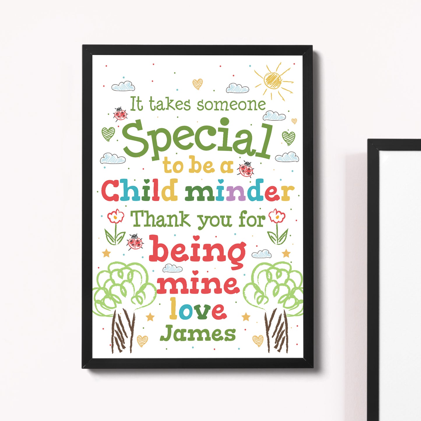 Thank You Childminder Gift Personalised Childminder Framed Print