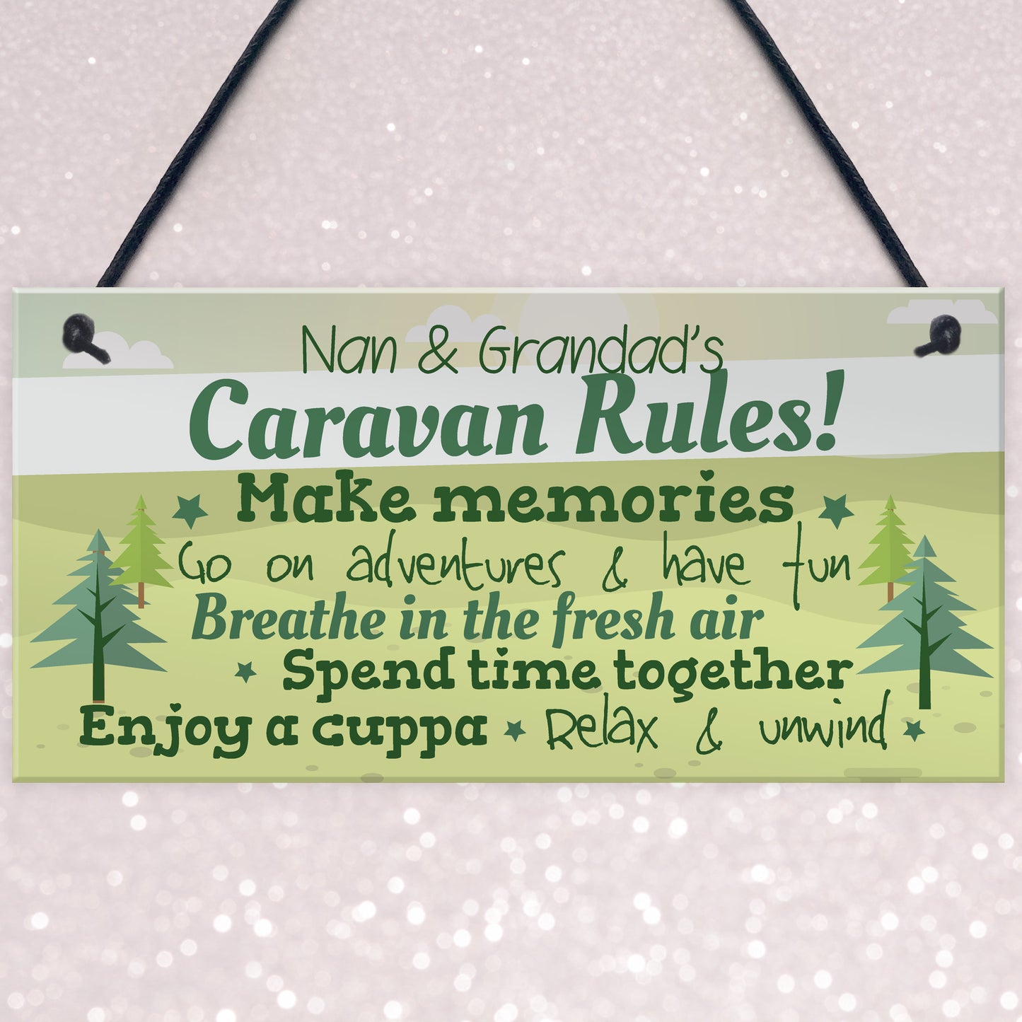 Caravan Plaque Novelty Chic Camping Holiday Sign Nan Grandad