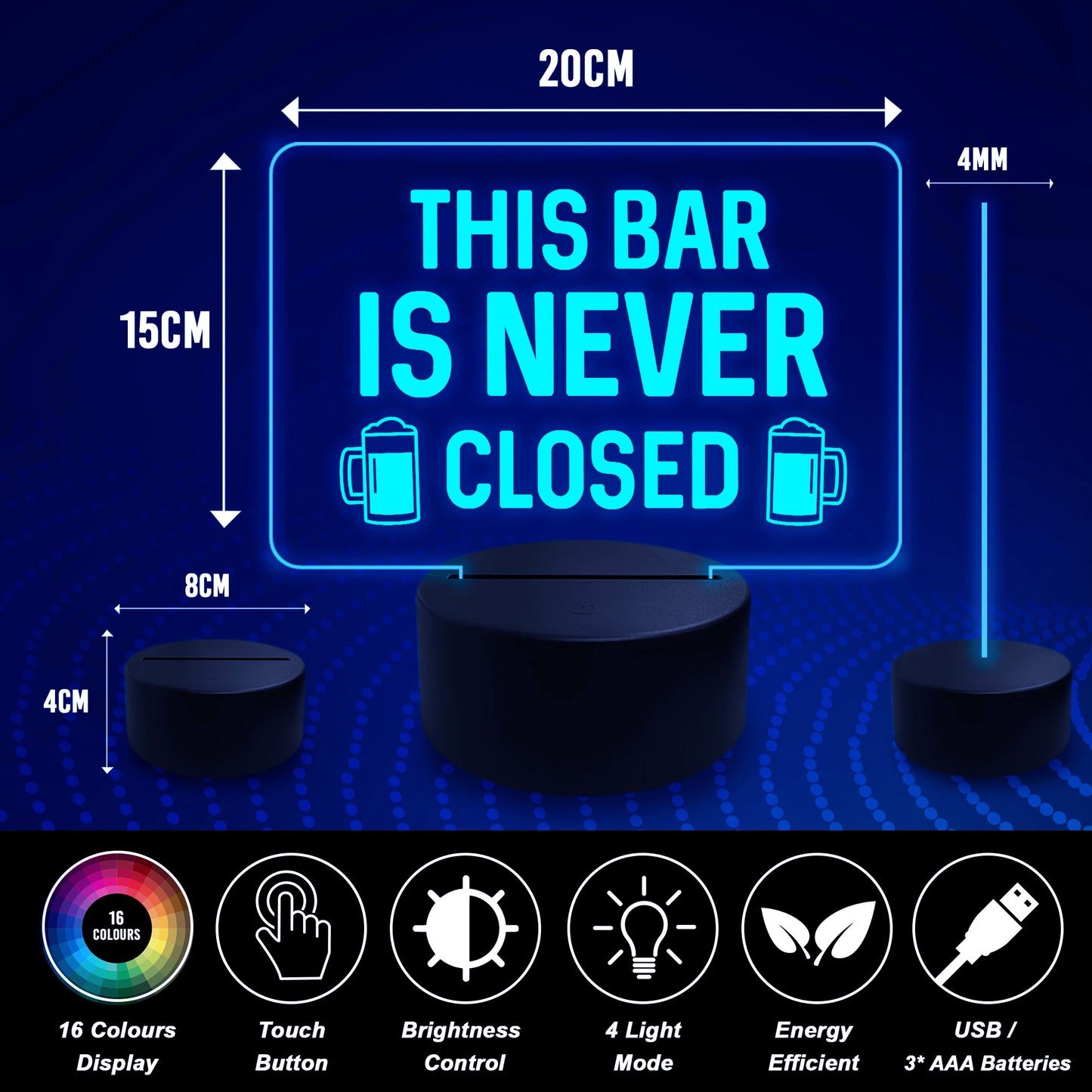 Funny Bar Sign Neon Light Up Sign Plaque Man Cave Home Pub Sign