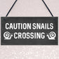 Funny Snails Crossing Garden Sign Novelty Hanging Garden Shed