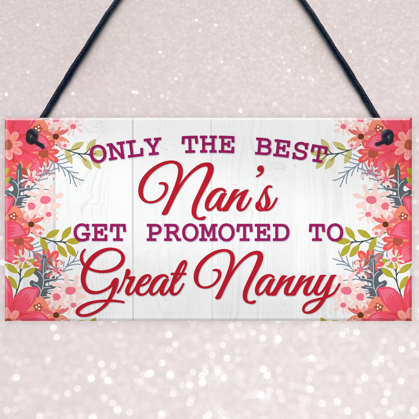 BEST NANS Promoted To GREAT NANNY Pregnancy Gift Hanging Plaque