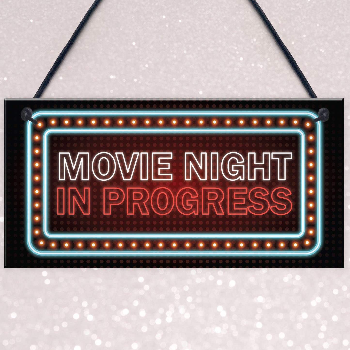 Novelty Cinema Room Sign NEON EFFECT Movie Night Plaque