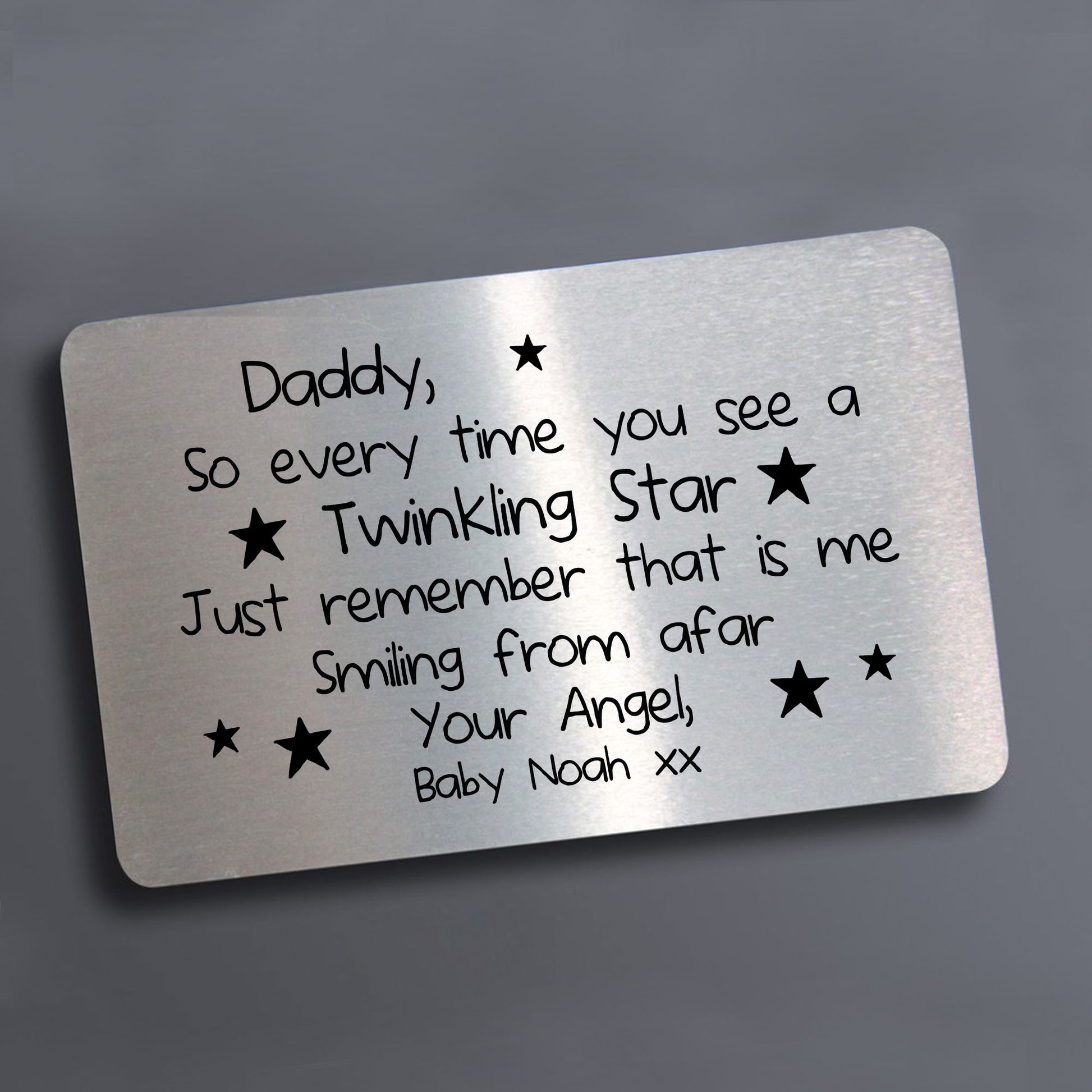 Personalised Baby Memorial Poem Gift For Dad Daddy Metal Wallet