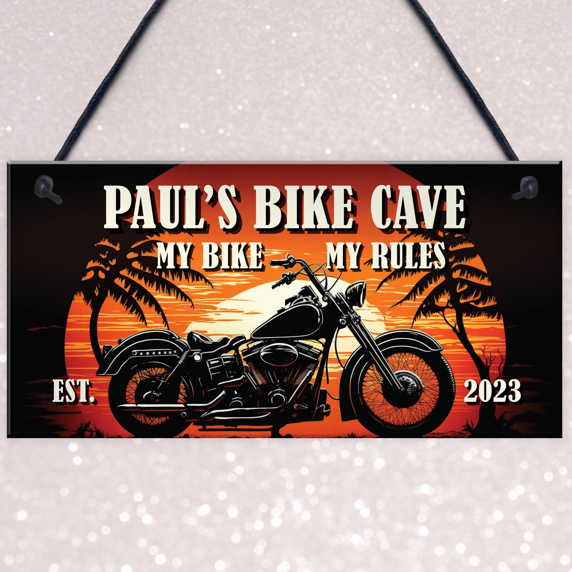 PERSONALISED Biker Man Cave Sign Motorcycle Motorbike Garage – Red