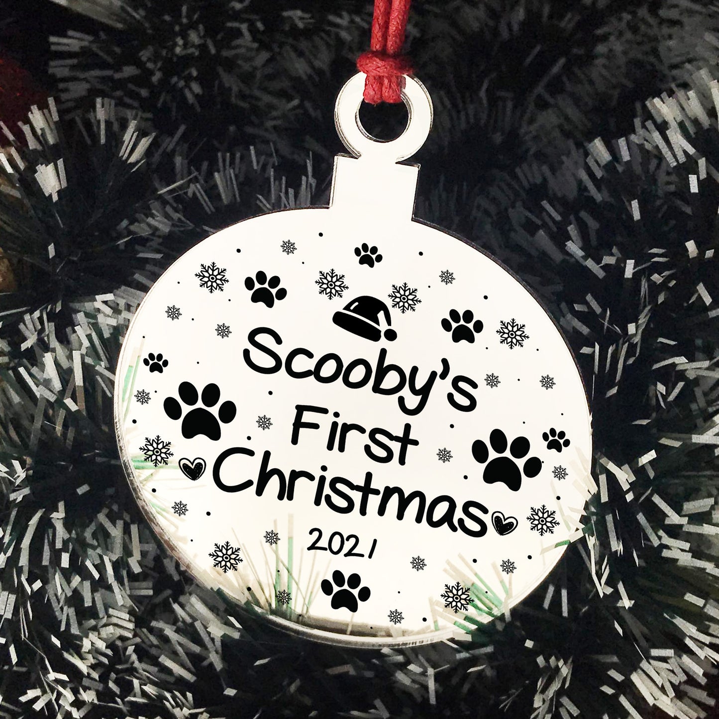 Dogs First Christmas Acrylic Bauble Personalised 1st Xmas Gift