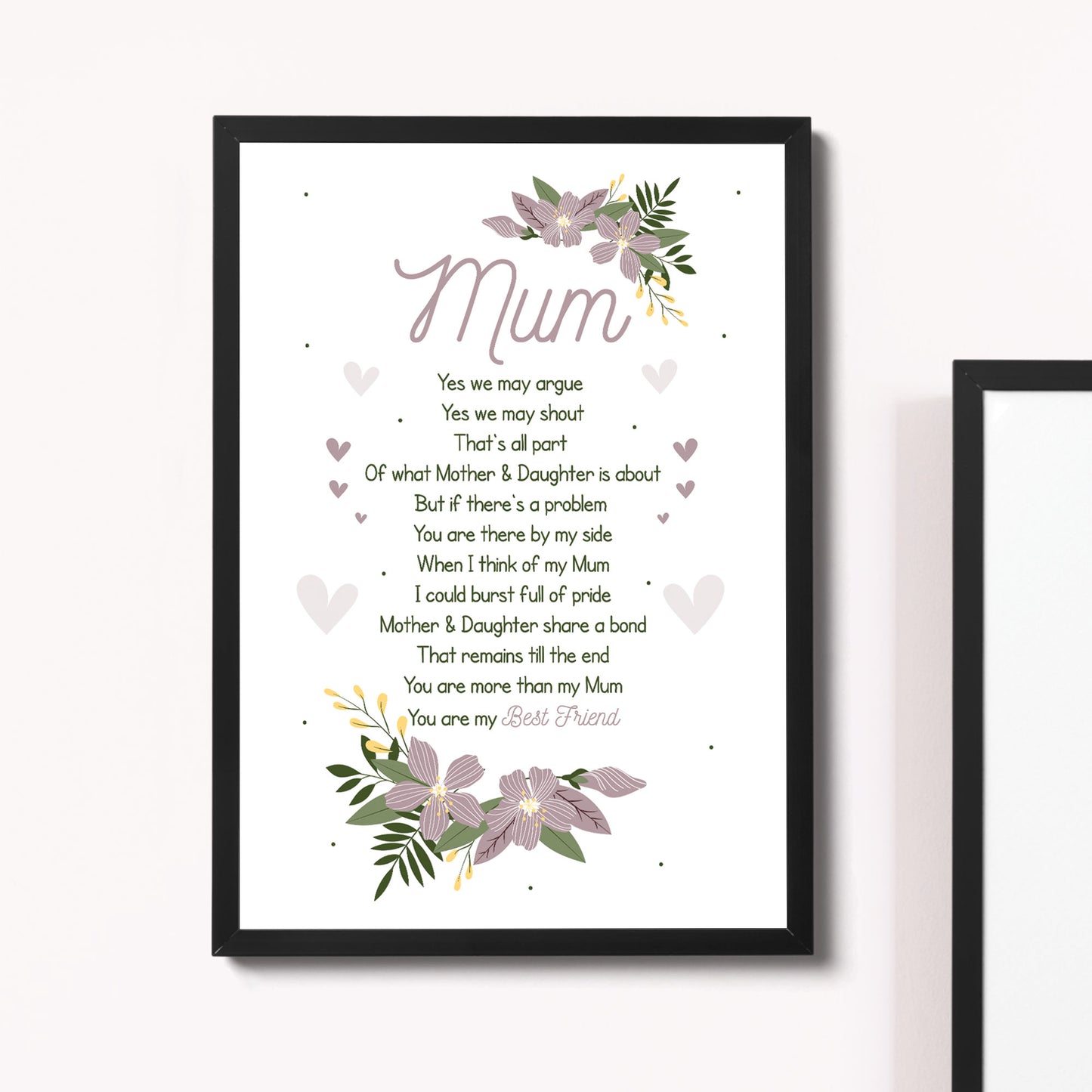 Mother And Daughter Gift Frame Print Mum Birthday Christmas Gift