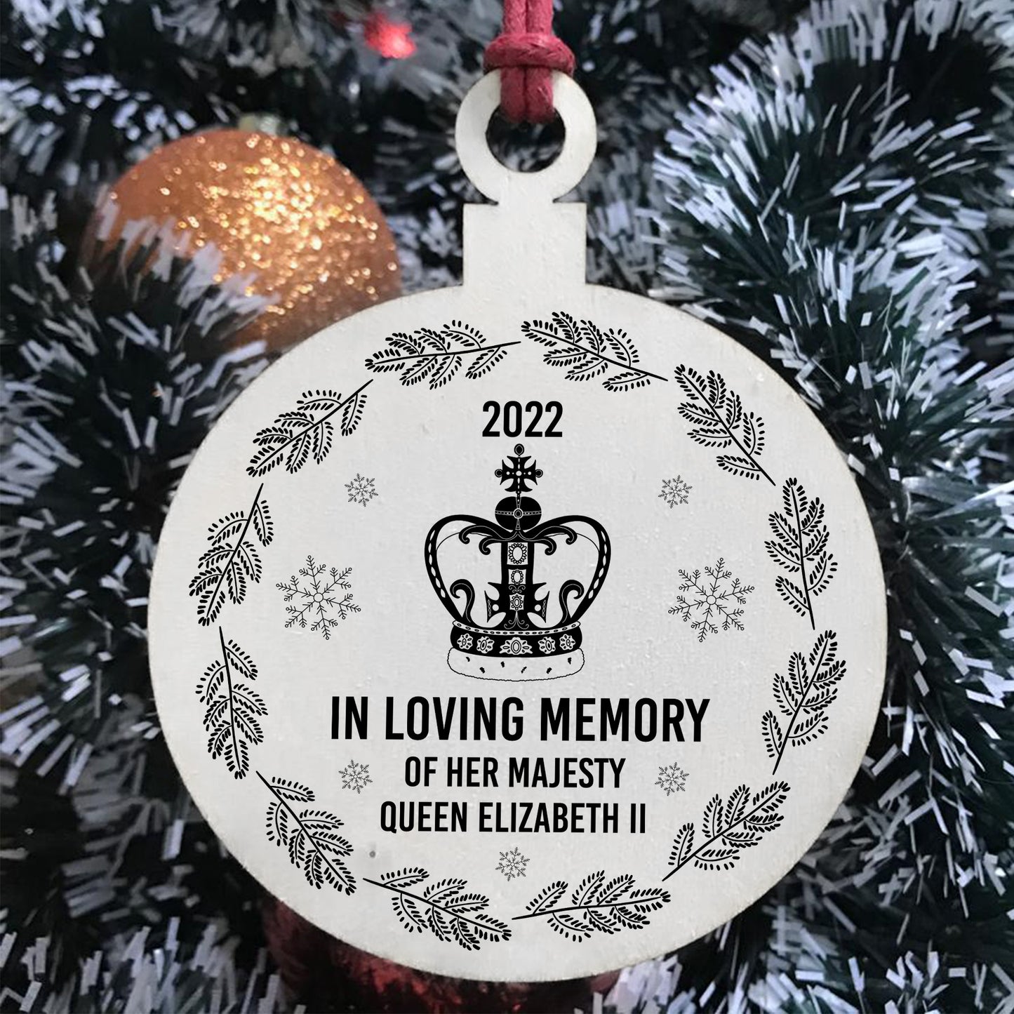 Queen Elizabeth ll In Memory Memorial Christmas Bauble Tree