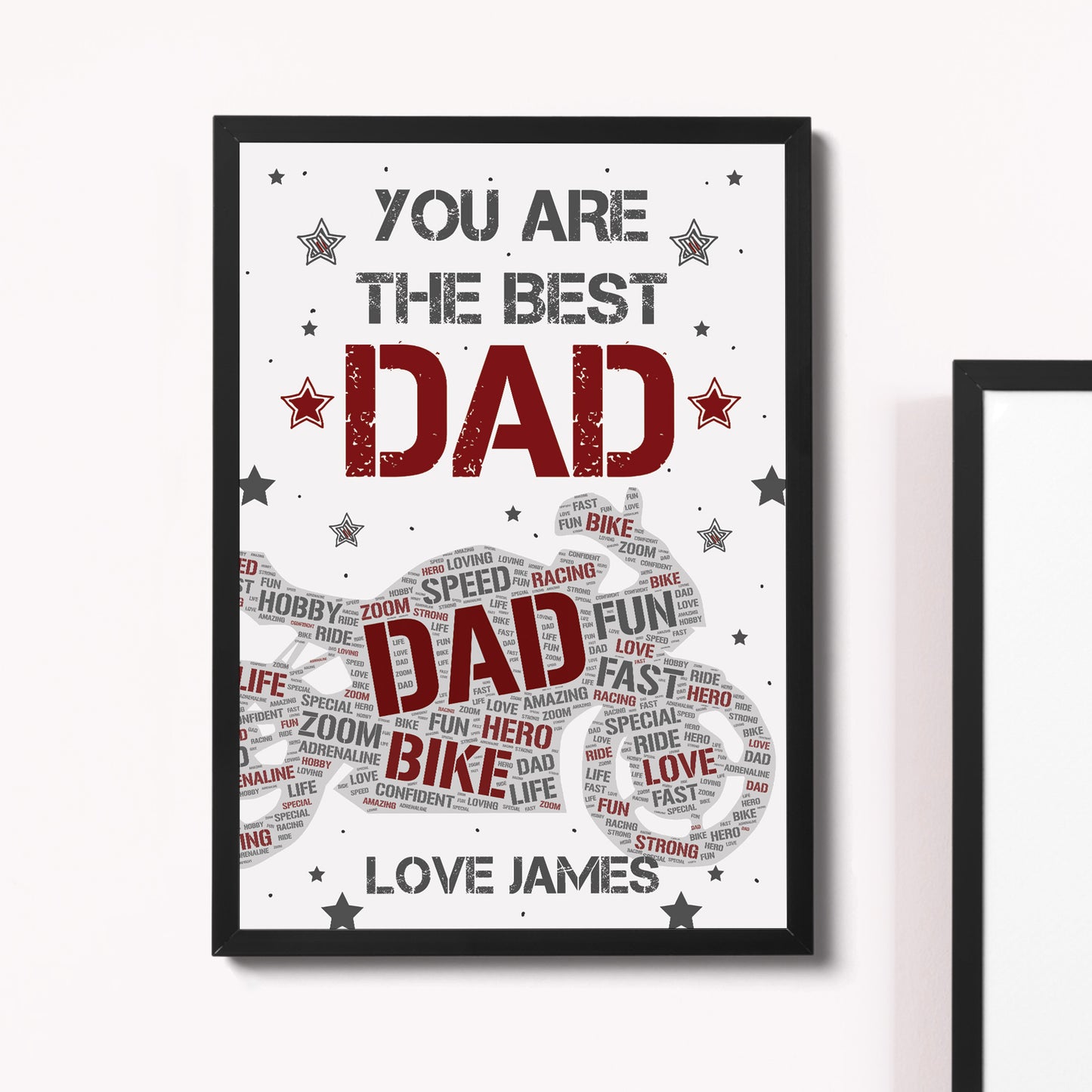 PERSONALISED Motorbike Biker Bike Print Fathers Day Gift for Dad