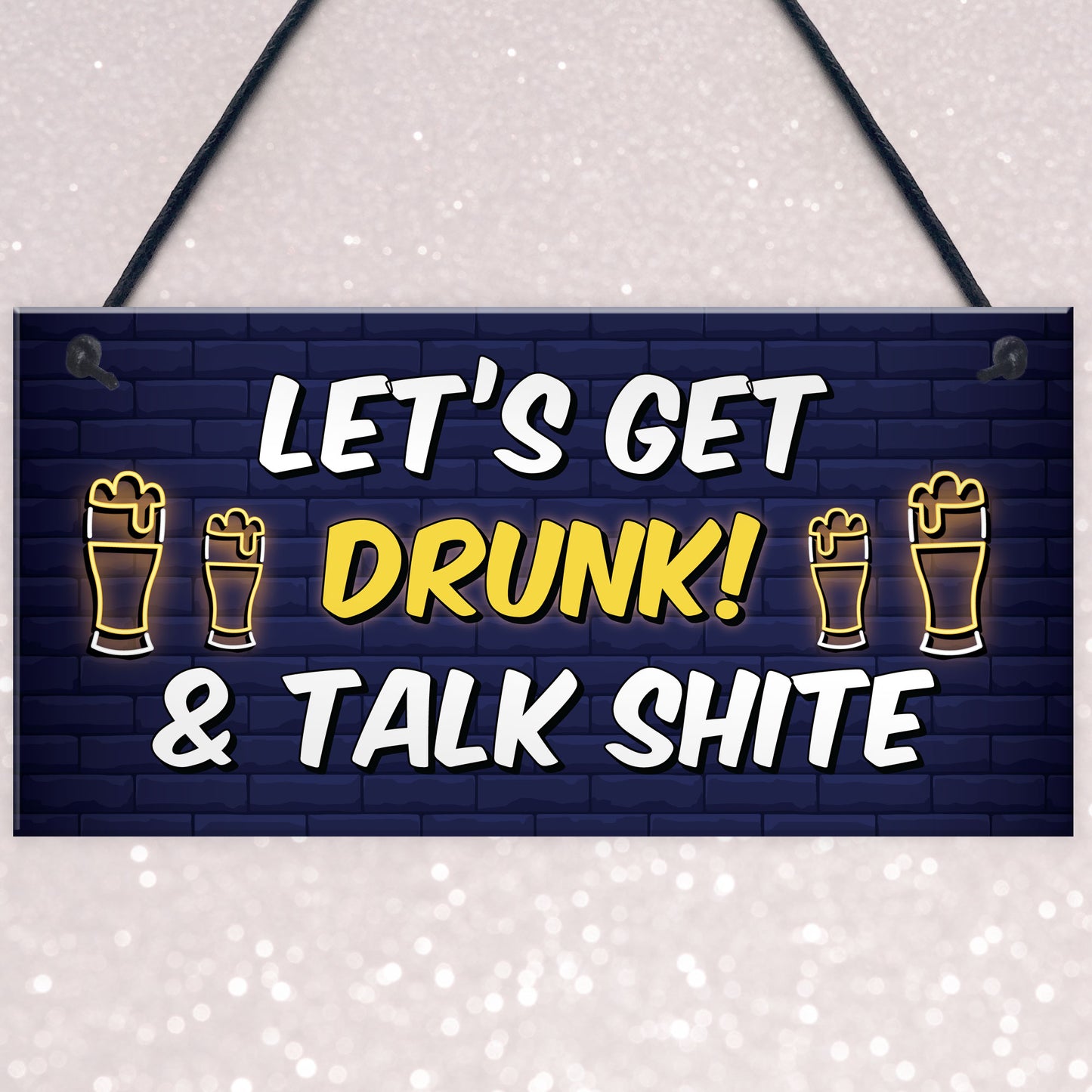 Funny Lets Get Drunk Hanging Home Bar Sign Alcohol Gift Beer