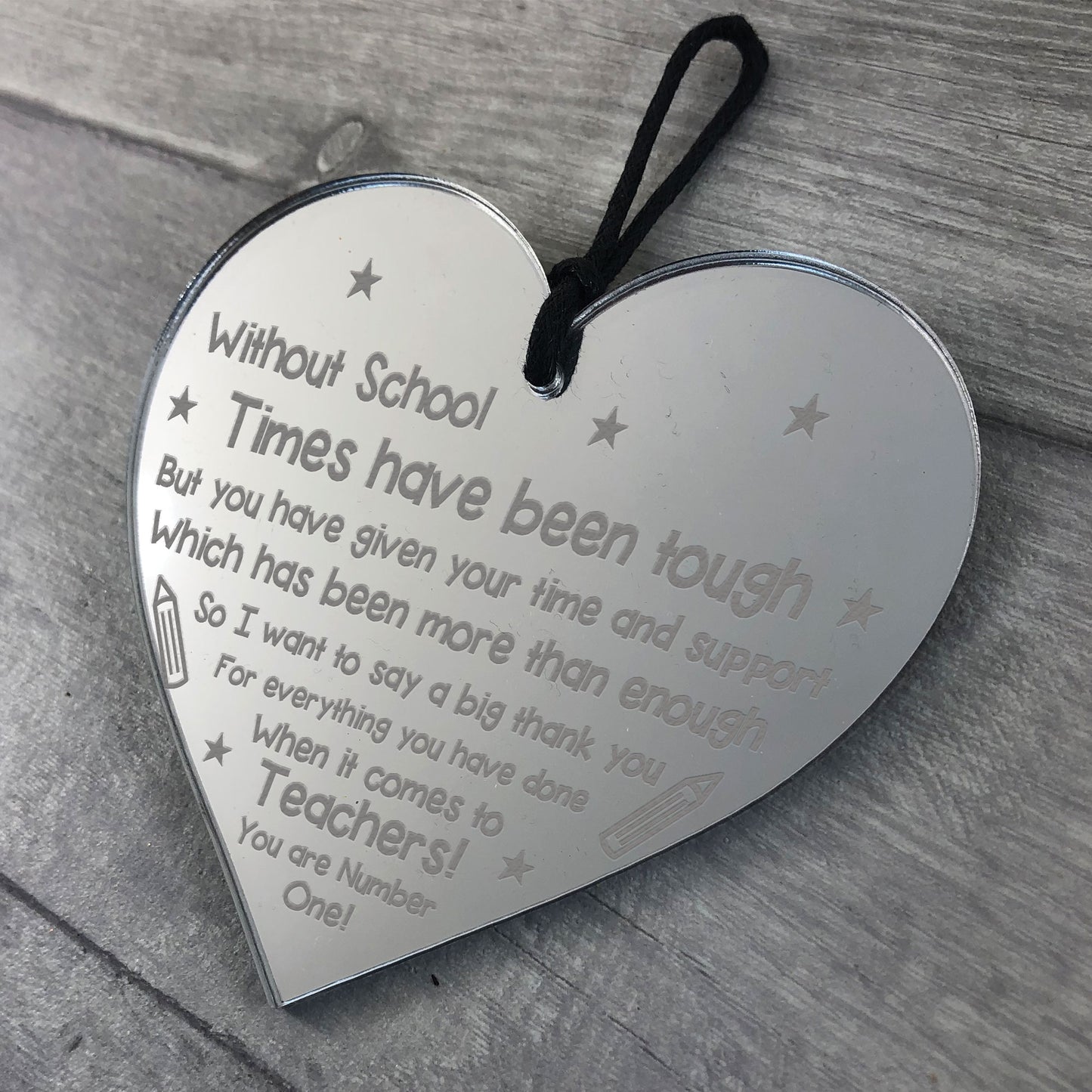 Number One Teacher Mirror Acrylic Heart Thankyou Nursery School