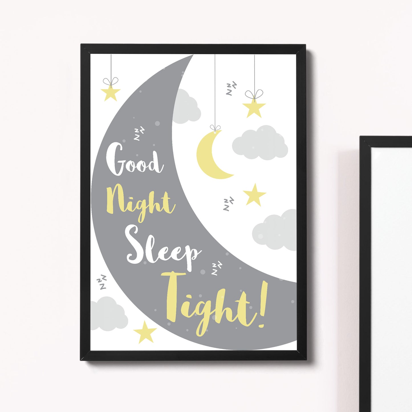 Grey Yellow Nursery Framed Prints / Wall Art For Baby Room Decor