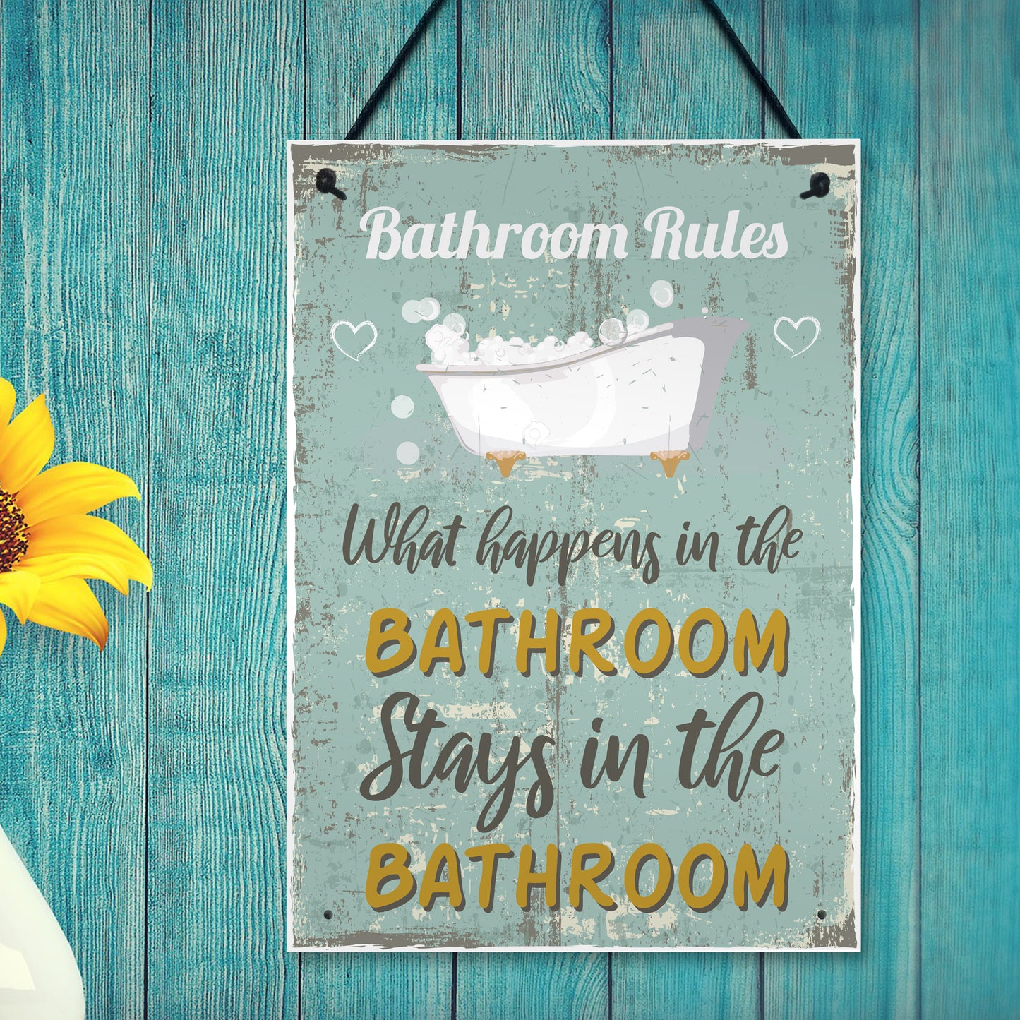 Shabby Chic What Happens In The Bathroom Funny Sign Plaque