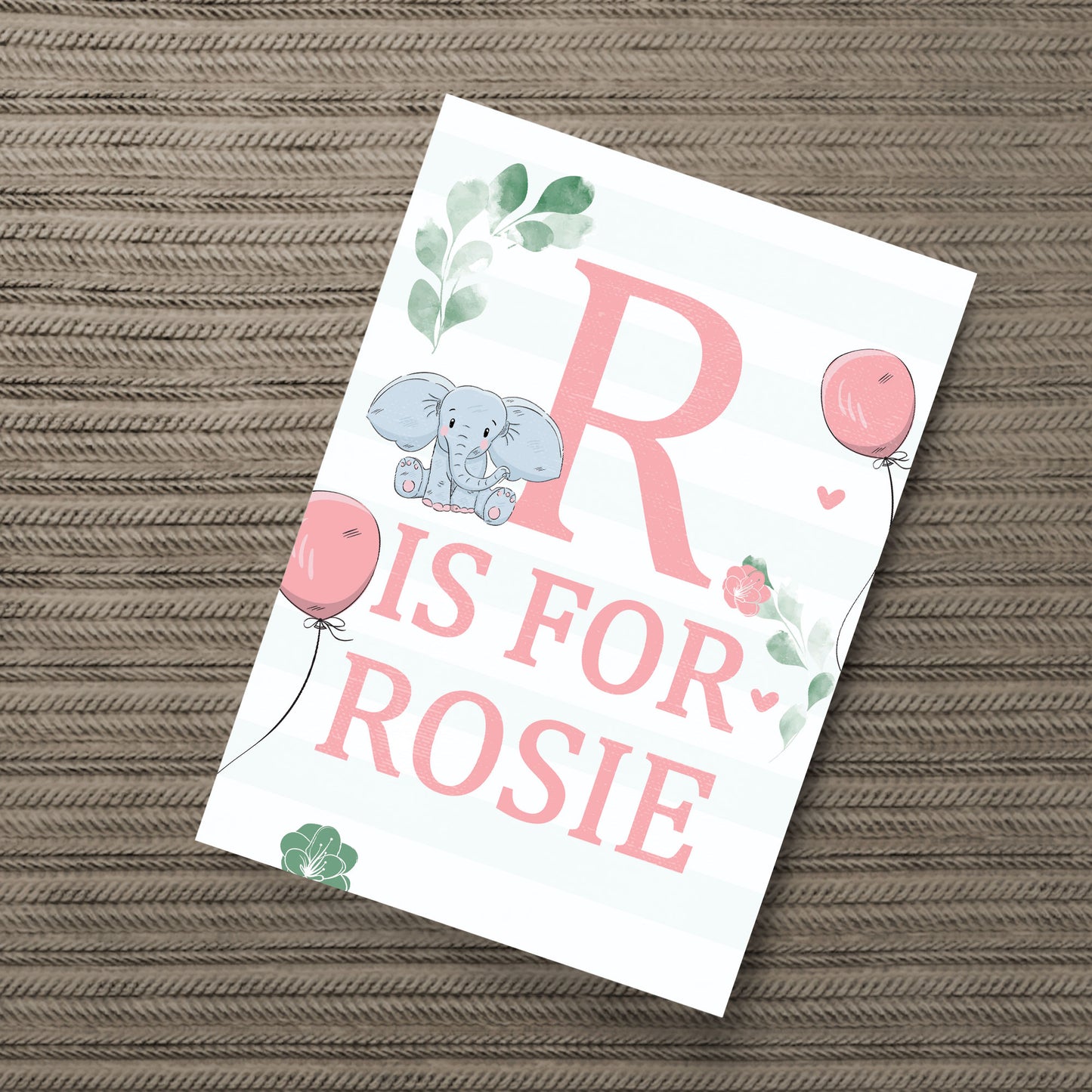 PERSONALISED Girls Bedroom Sign Initial Baby Nursery Print