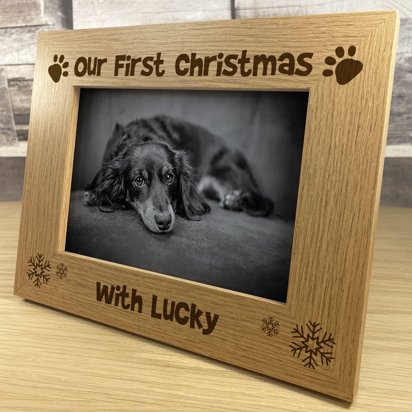Our First Christmas Wooden Frame Pet Gift New Dog Gift Family
