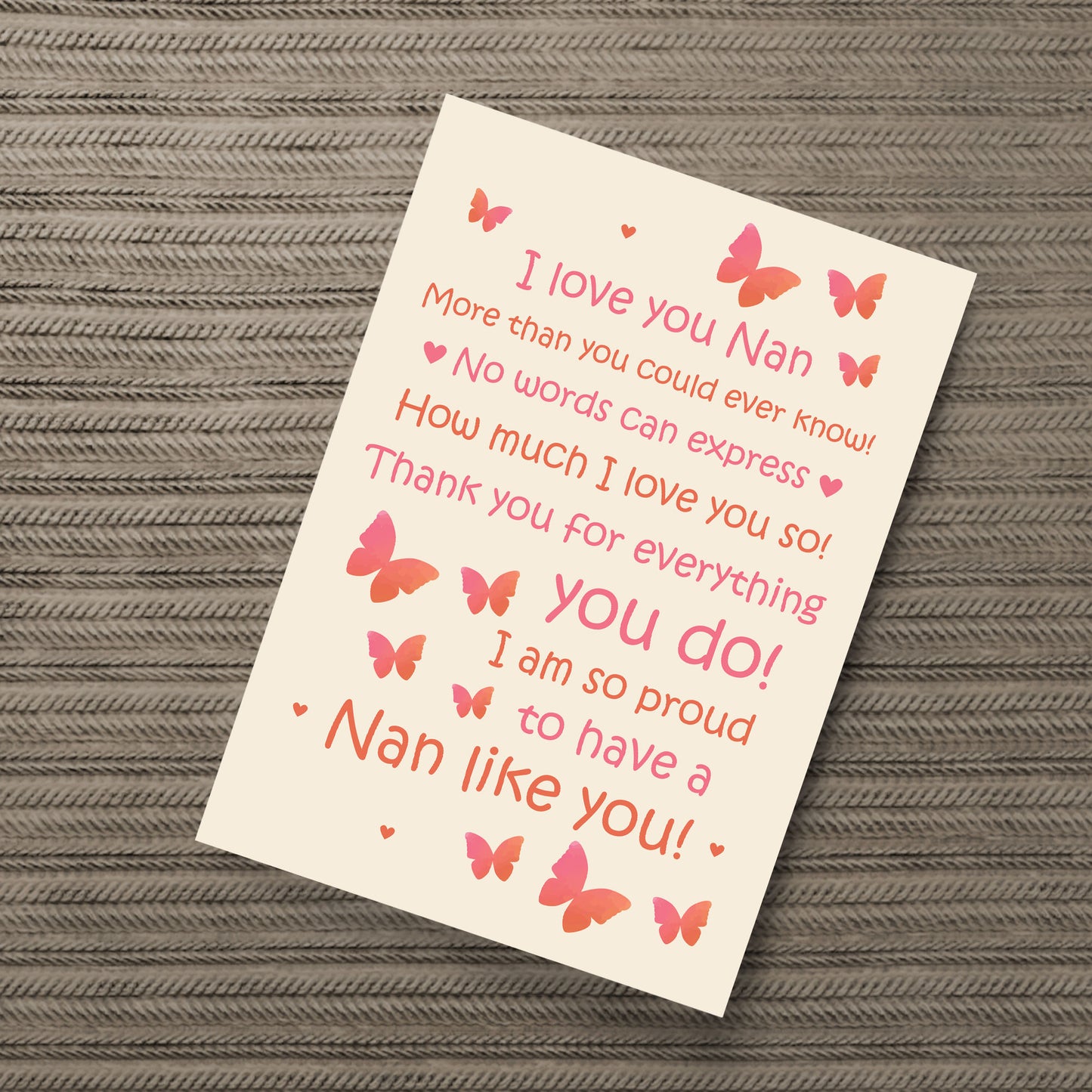 Nan Gift Home Plaque Grandparent Print Keepsake THANK YOU