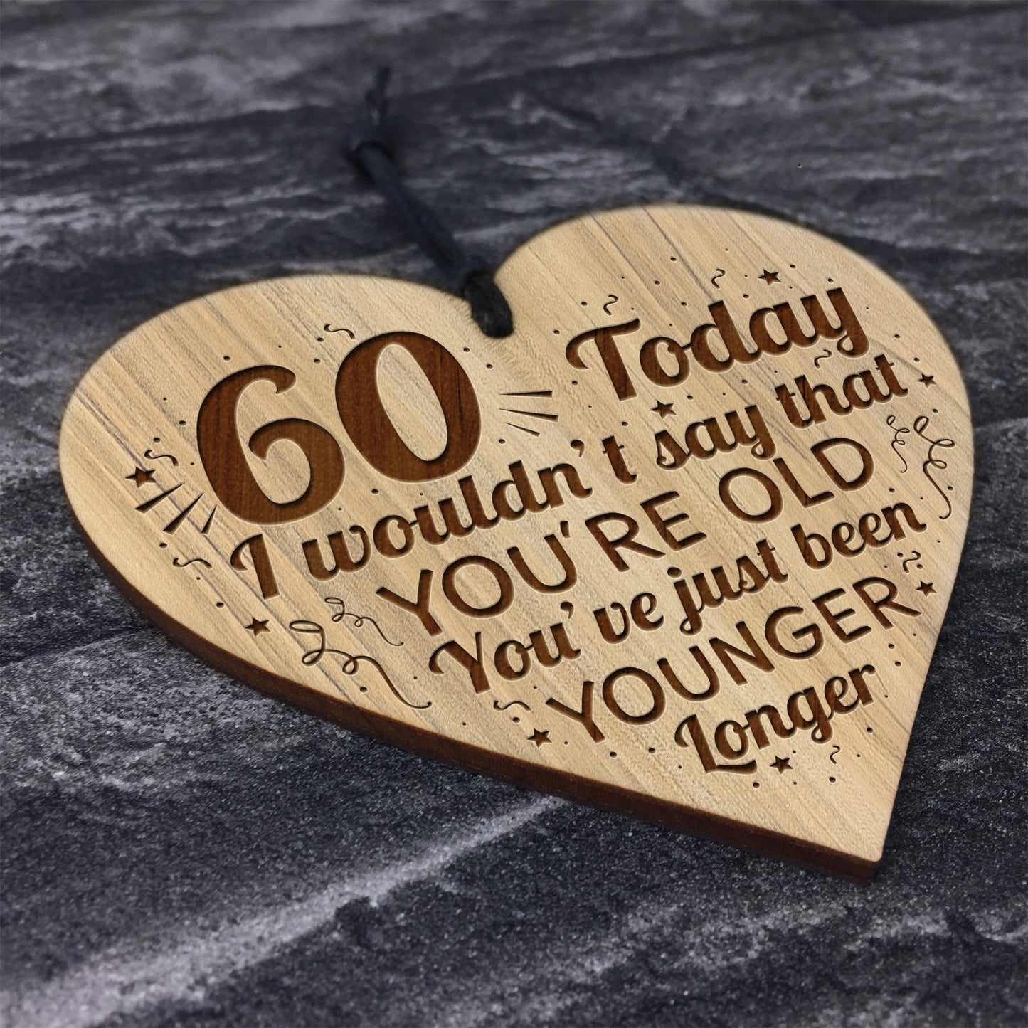 Funny 60th Birthday Gift For Men Women Engraved Heart Decoration