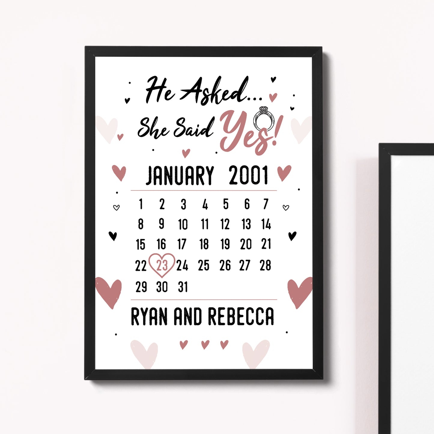 Engagement Present Framed Print Engagement Gift Personalised