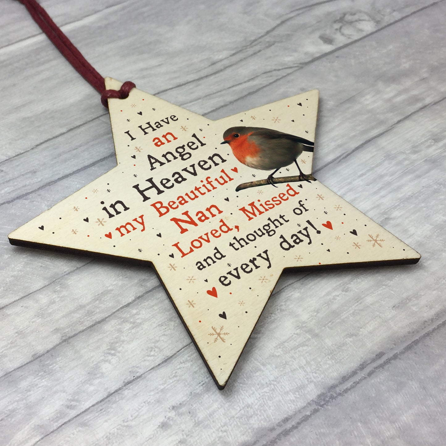 Robin Memorial Tree Hanging Decoration Nan Memorial Gift Star