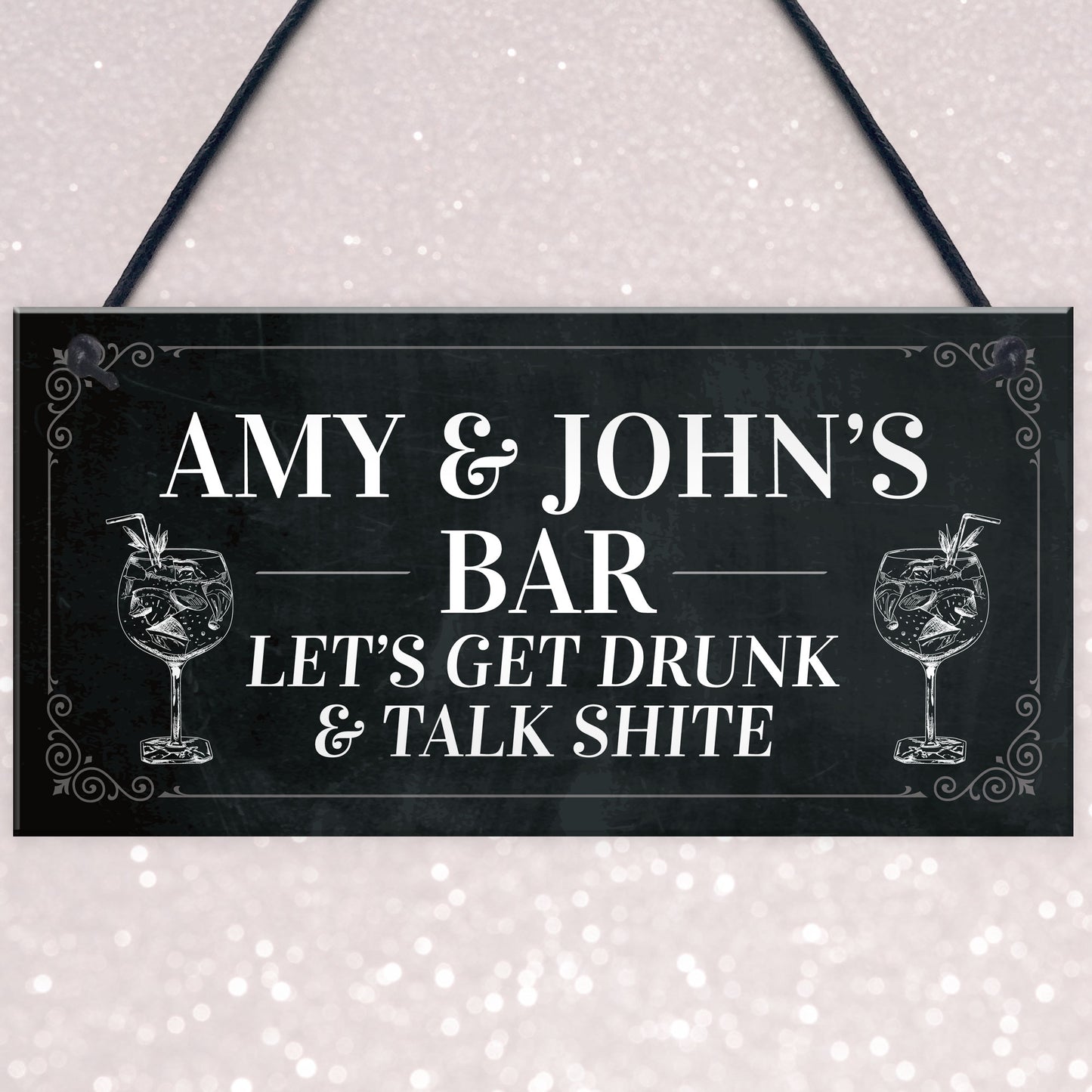 Hanging Home Bar Personalised Plaque Home Decor Man Cave Pub
