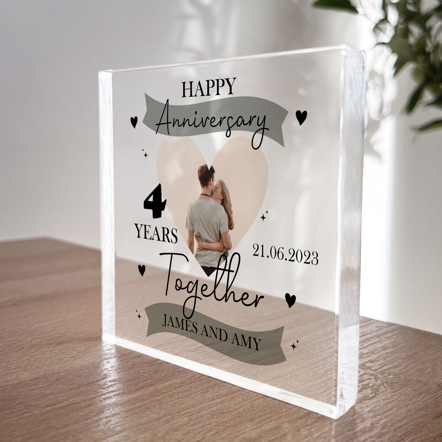 4th Anniversary Gift Personalised Photo Block Husband