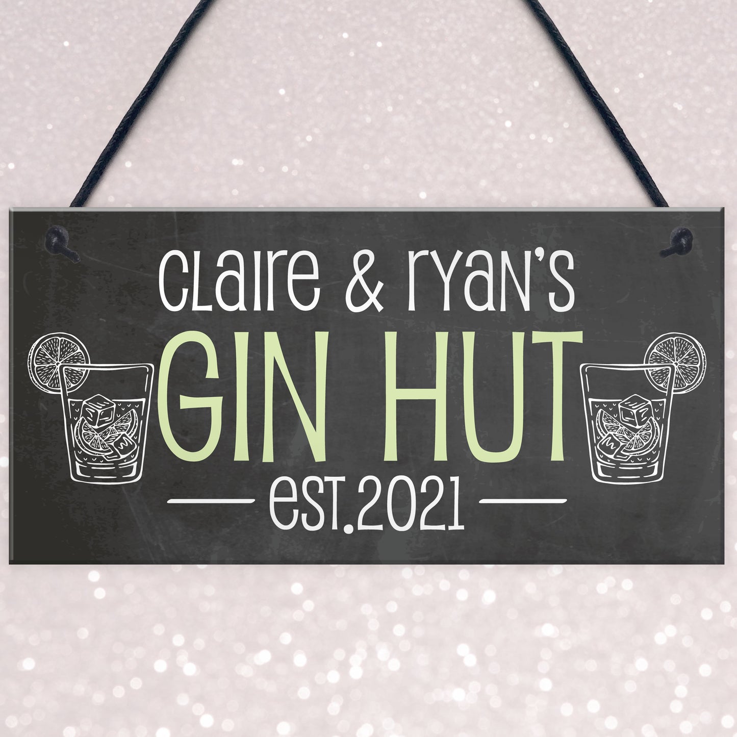 GIN HUT Personalised Decor Sign For Home Bar Garden Bar