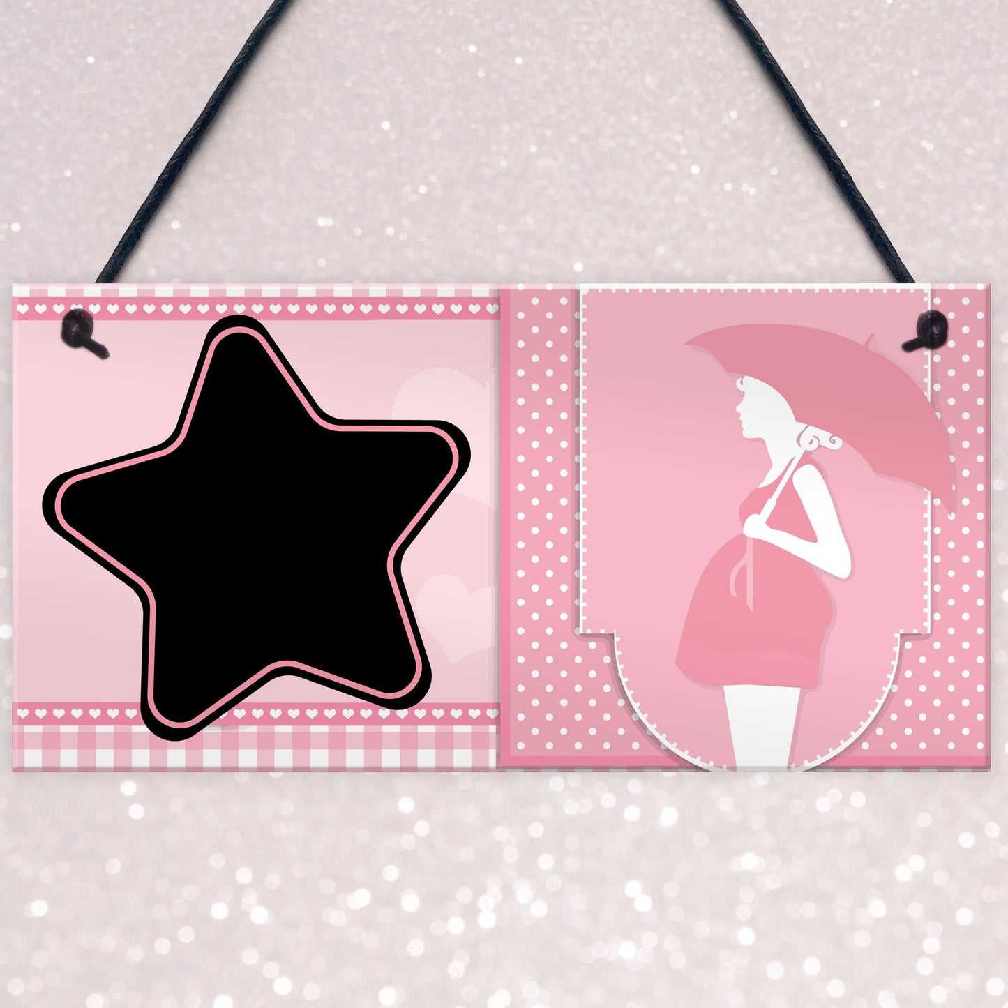 Pregnancy Baby Arrival Countdown Hanging Plaque Vintage Theme