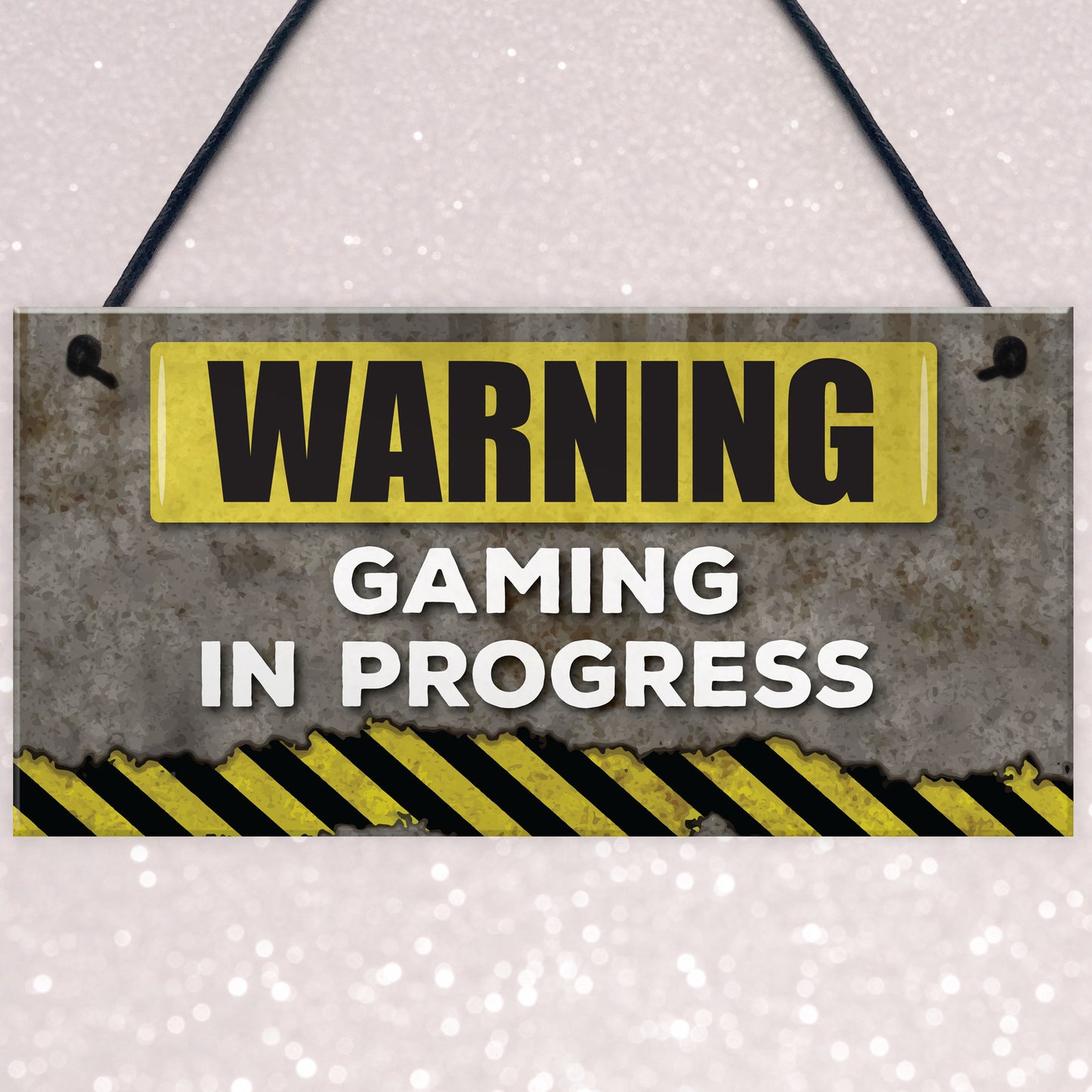 Warning Gaming In Progress Hanging Plaque Man Cave Sign