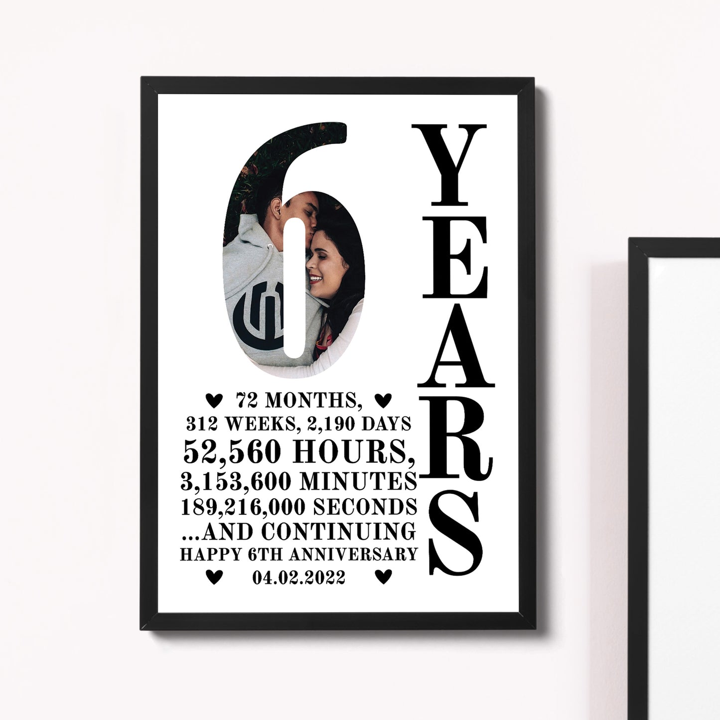 6th Anniversary Gift Framed Print Personalised Husband Wife