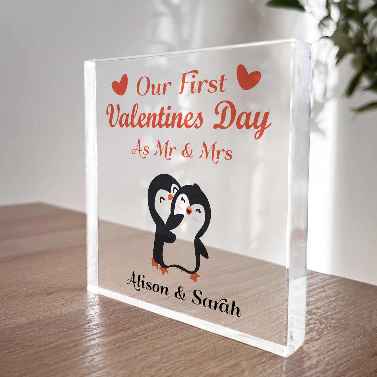 Personalised 1st Valentines As Mr And Mrs Plaque Gift For Wufe