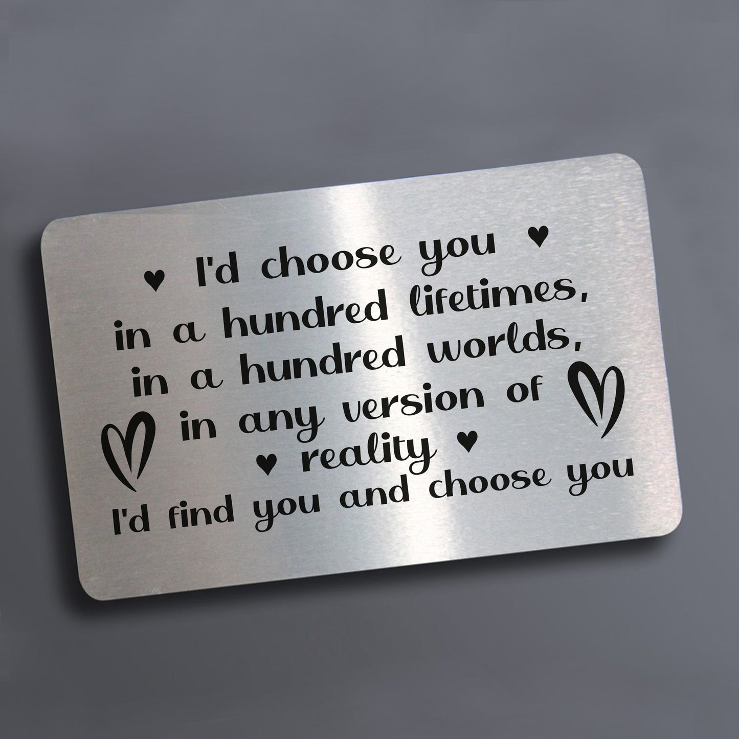 Special Anniversary Valentines Day Gift For Him Her Metal Card