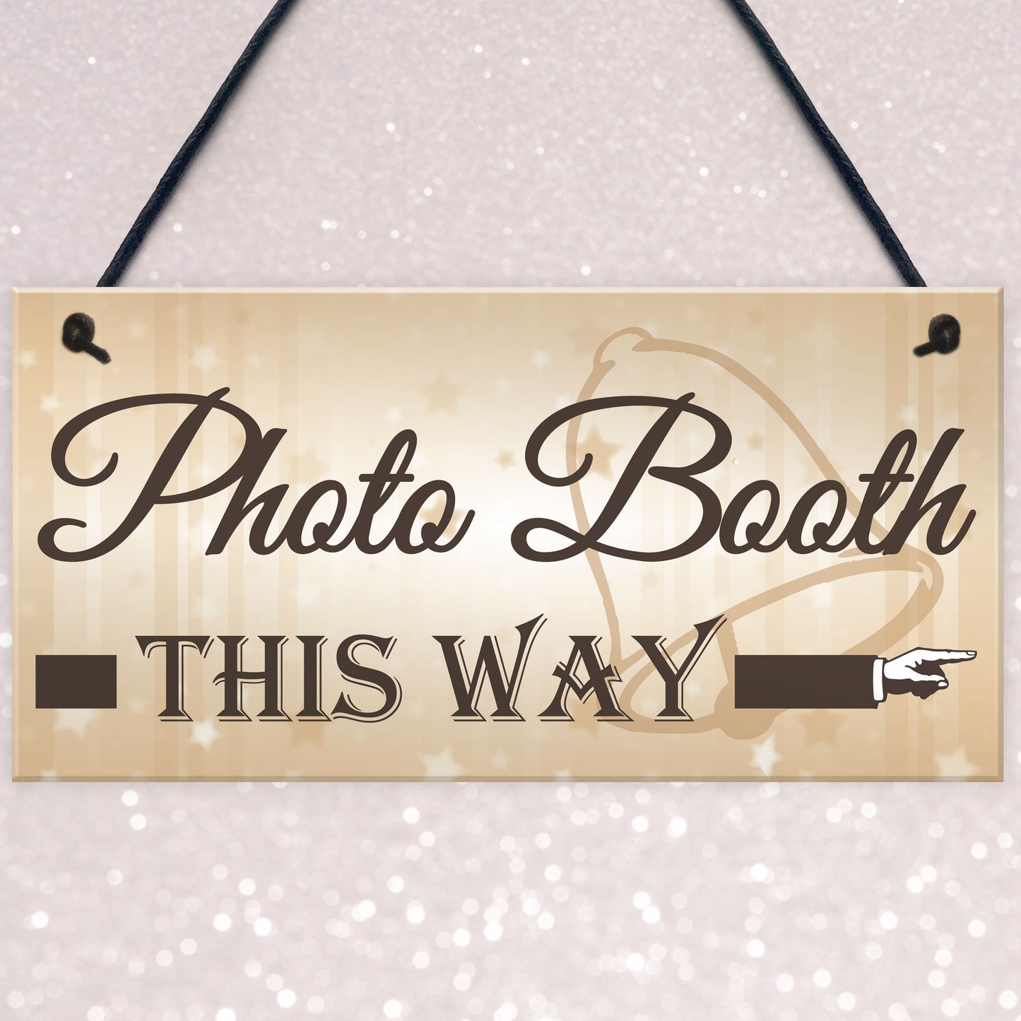 Photo Booth This Way Hanging Wedding Direction Decor Plaque