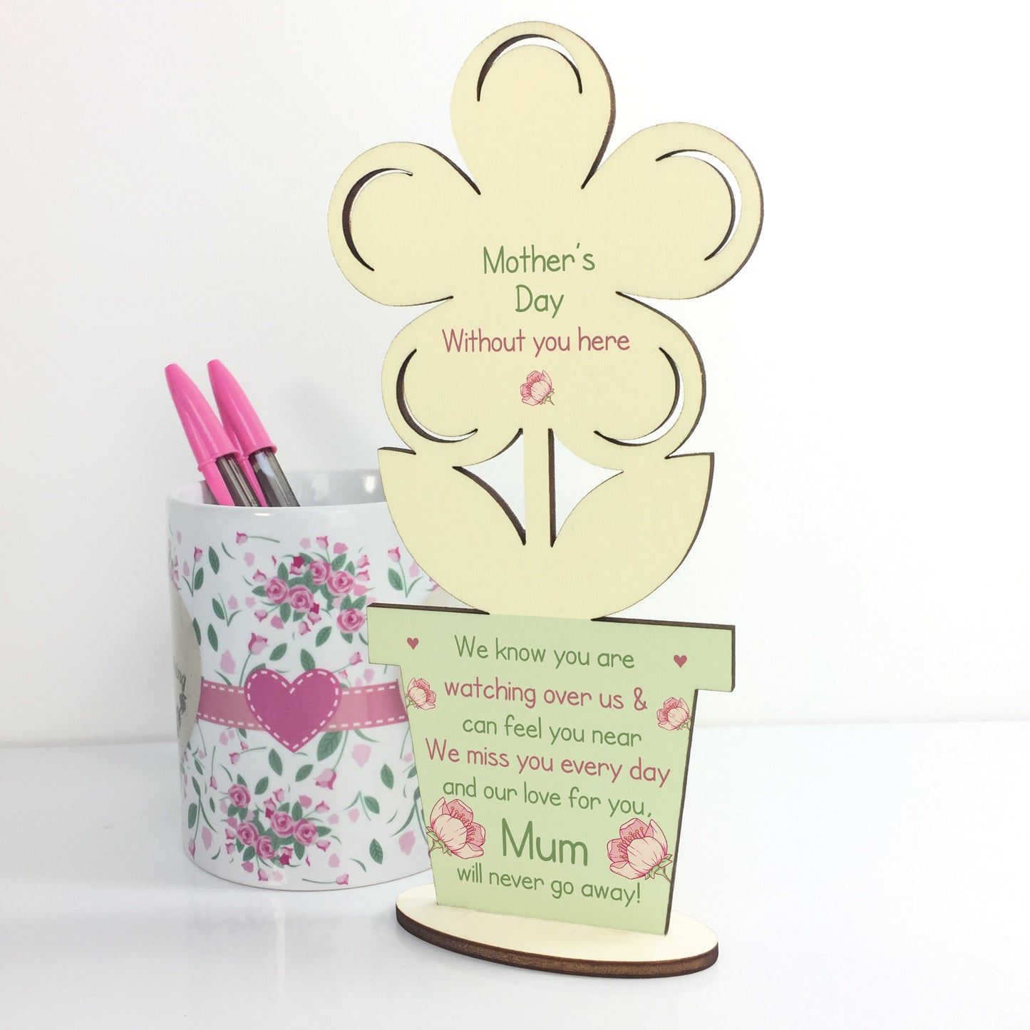 Mothers Day Memorial Gift For Mum Wooden Flower In Memory