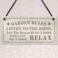 Hanging Garden Rules Sign For Garden Shed Wall Sign Home Decor
