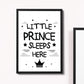 Boys Nursery Decoration Framed Print Prince Sleeps Here Son Gift