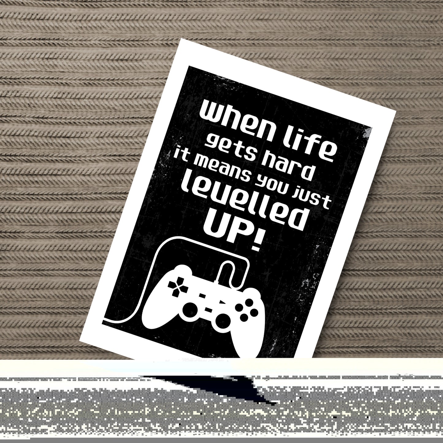 Levelled Up Funny Gaming Sign For Boys Bedroom Man Cave Print