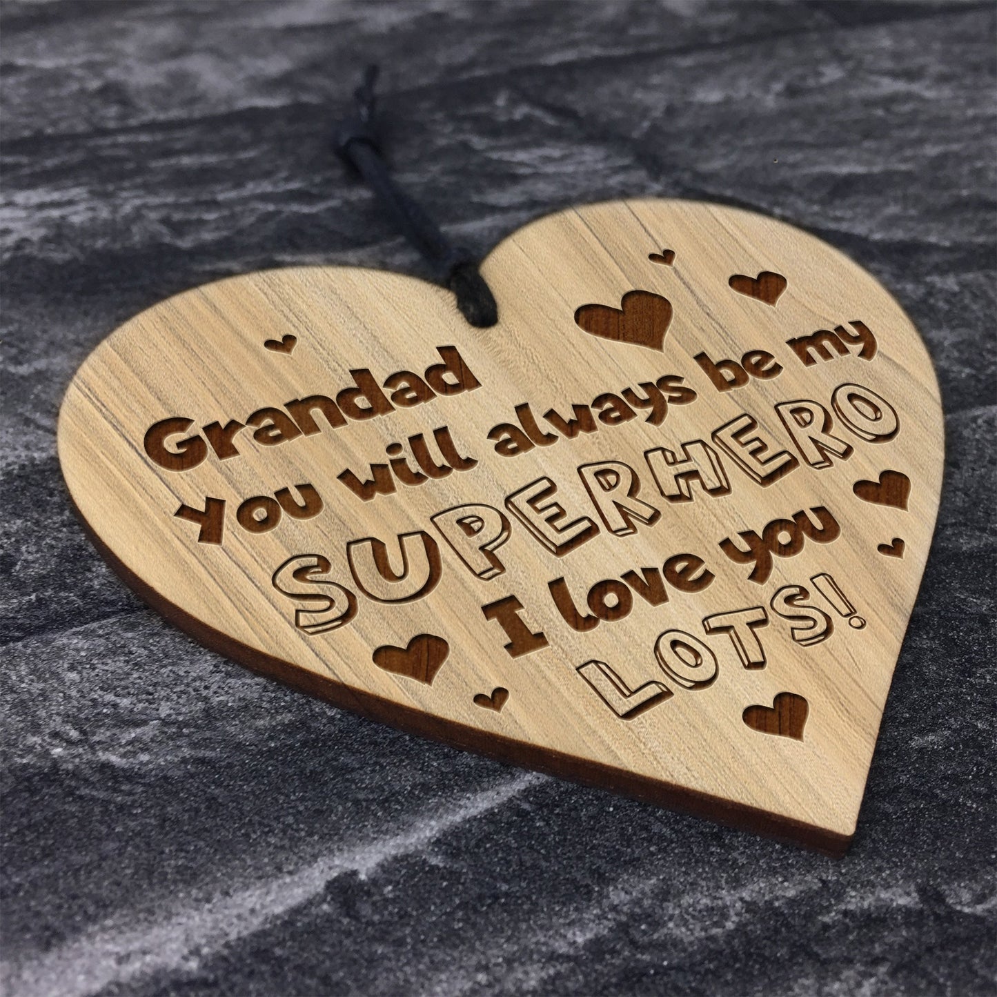 Grandad Gift Birthday Christmas Superhero Engraved Heart Gift