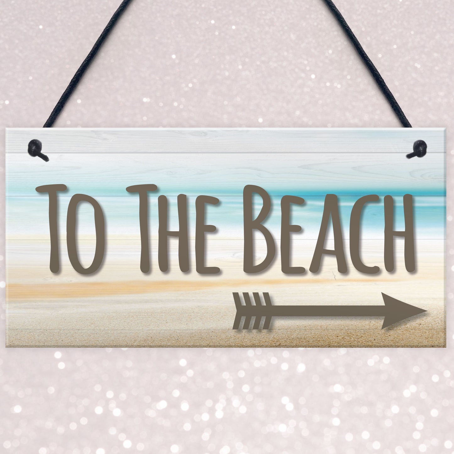 To The Beach Arrow Nautical Seaside Marine Theme Hanging Plaque
