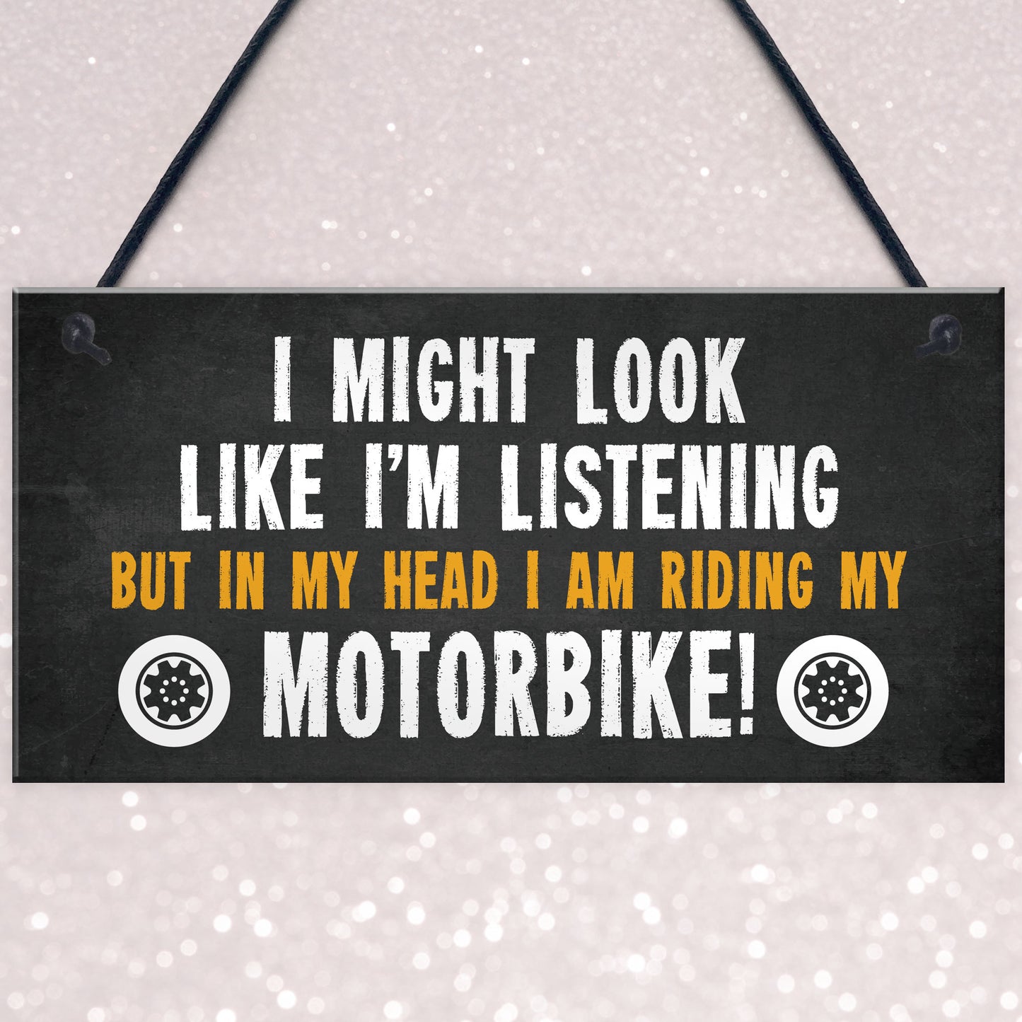 Motorbike Hanging Garage Sign Biker Gifts For Men Novelty