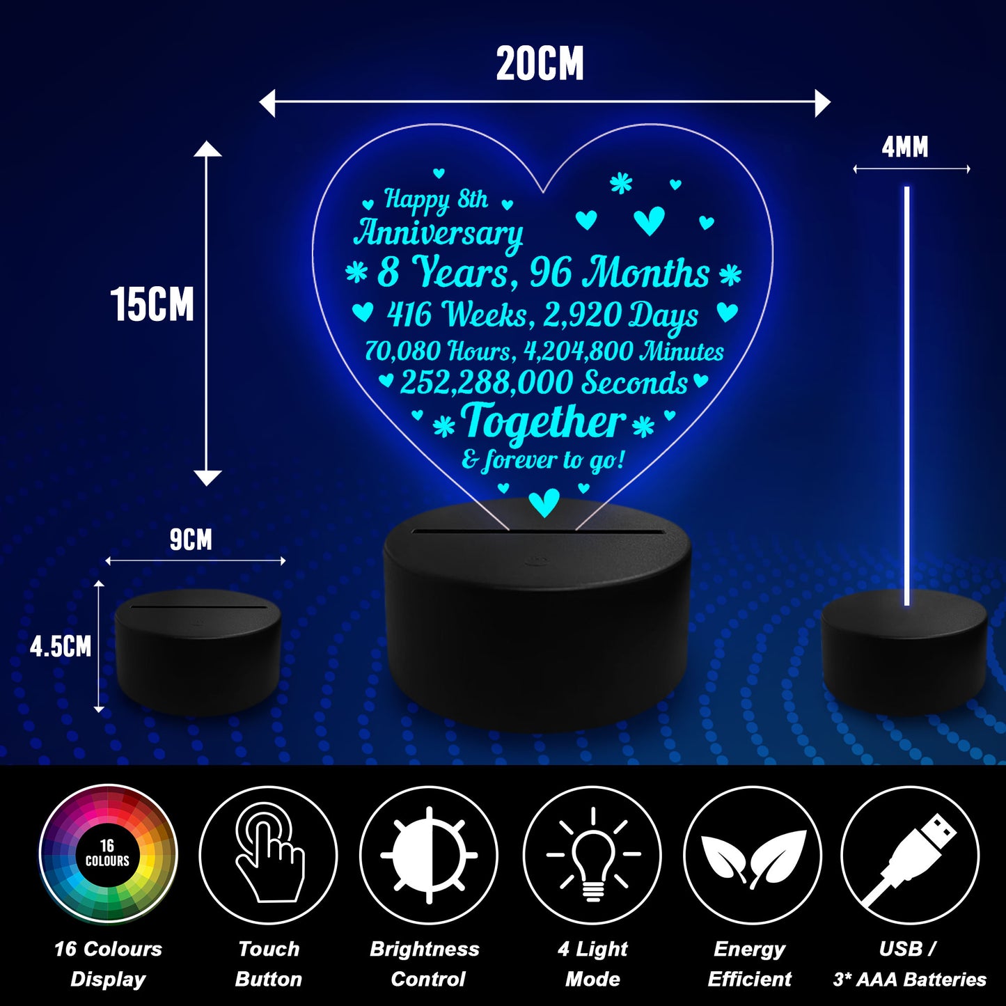 8th Wedding Anniversary Gifts for Her Him NEON LED Lamp