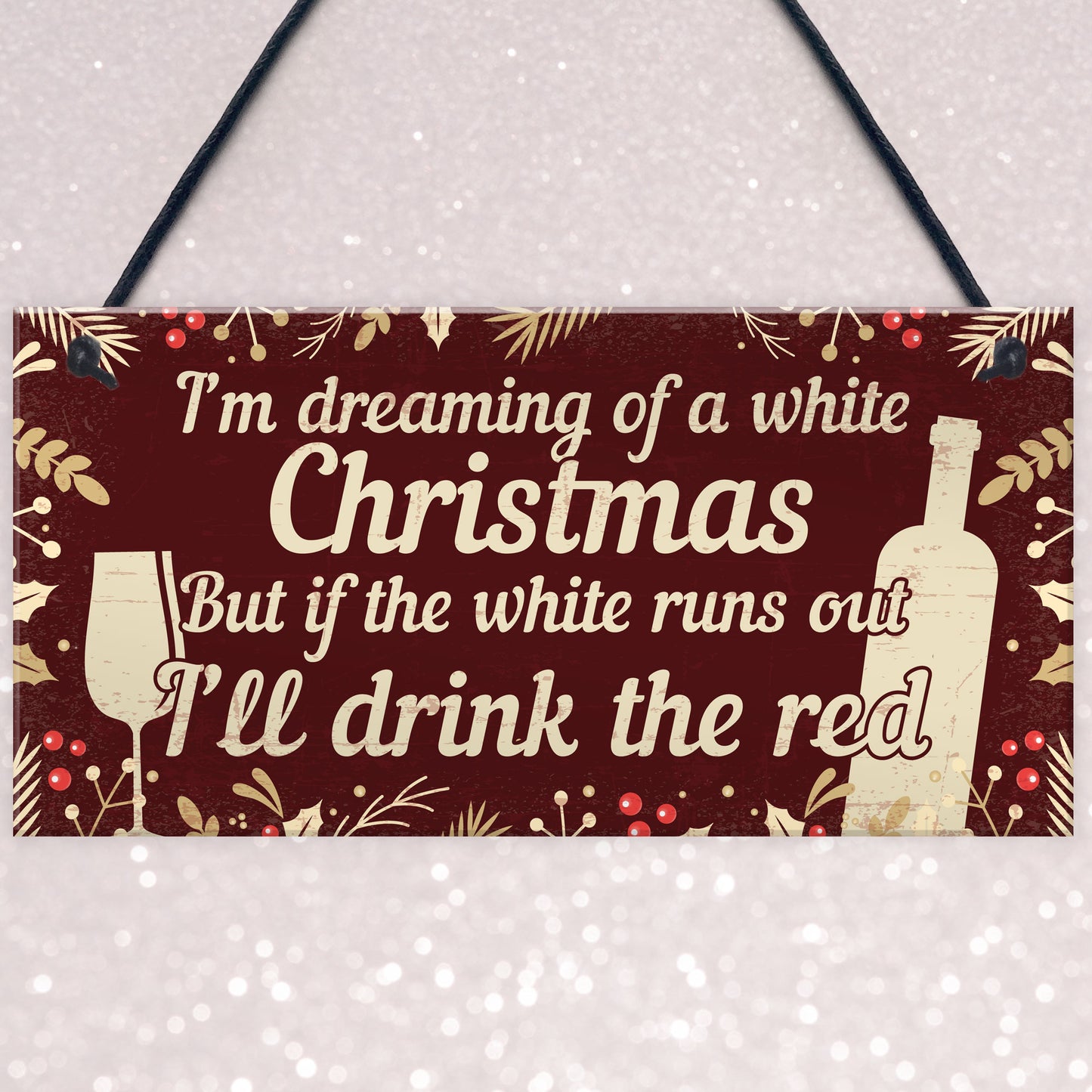 Funny Alcohol Sign Hanging Plaque Christmas Decoration Xmas Gift