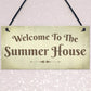 Welcome Summer House Plaque Hanging Shed Garden Sign Decor