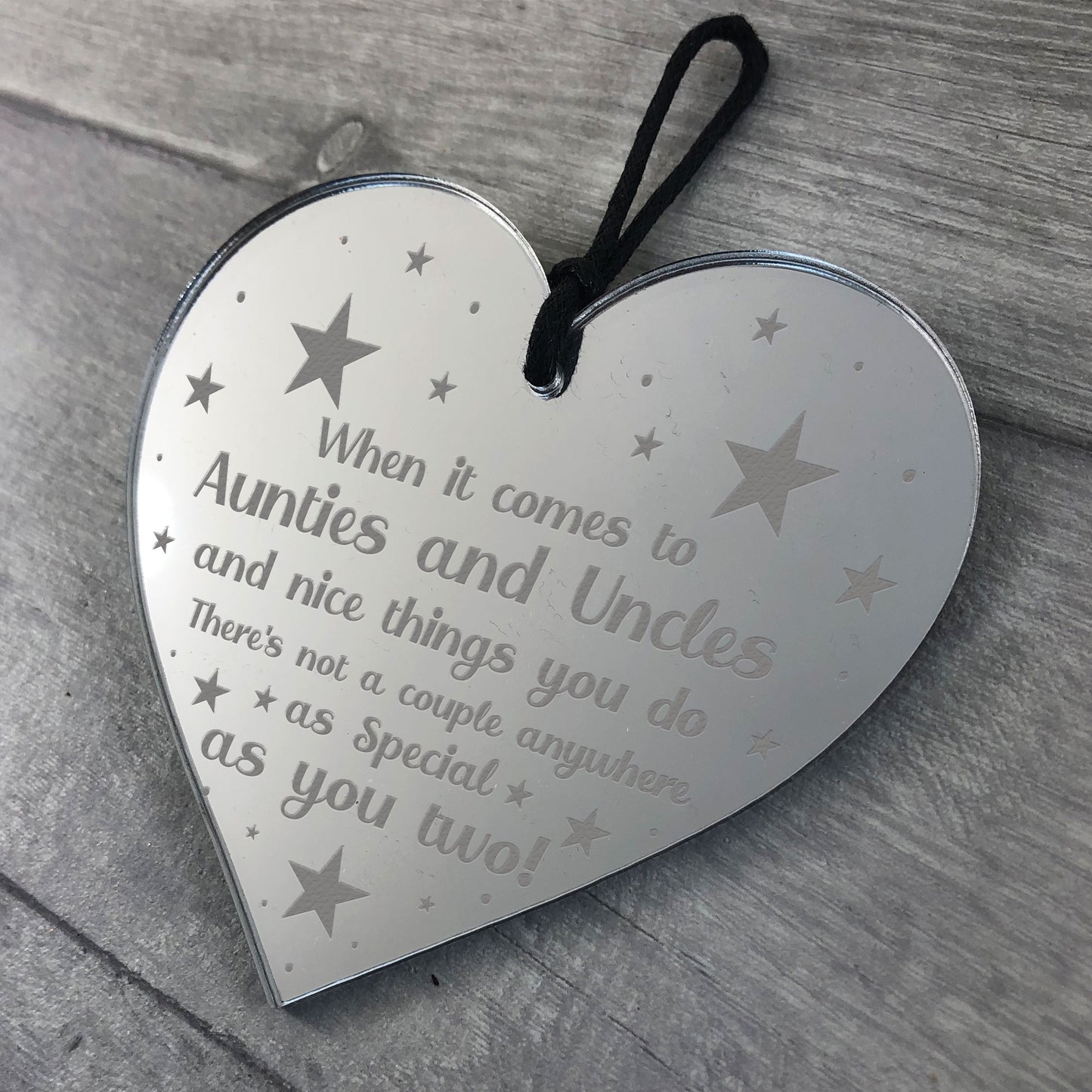Birthfay Christmas Gift For Auntie Uncle Engraved Heart Thankyou