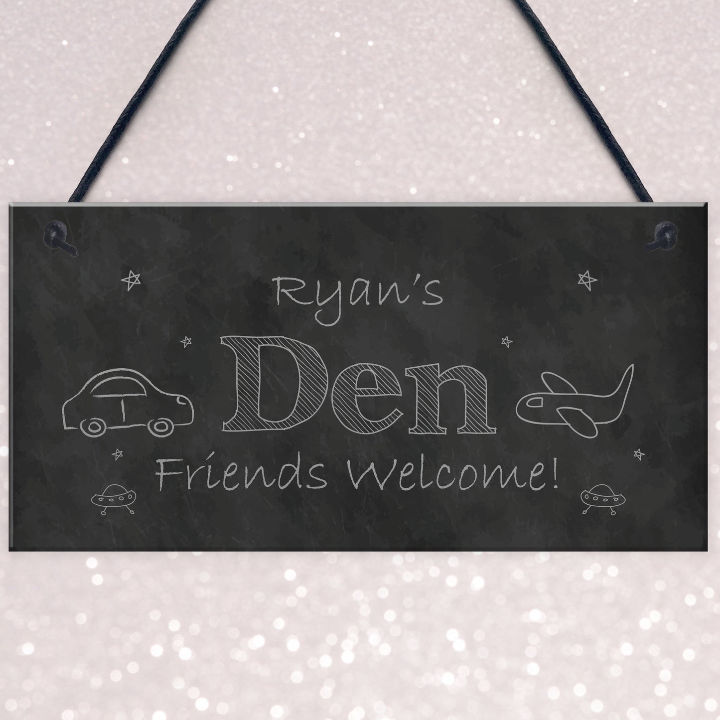 Chalkboard Effect PERSONALISED Den Sign For Playroom House