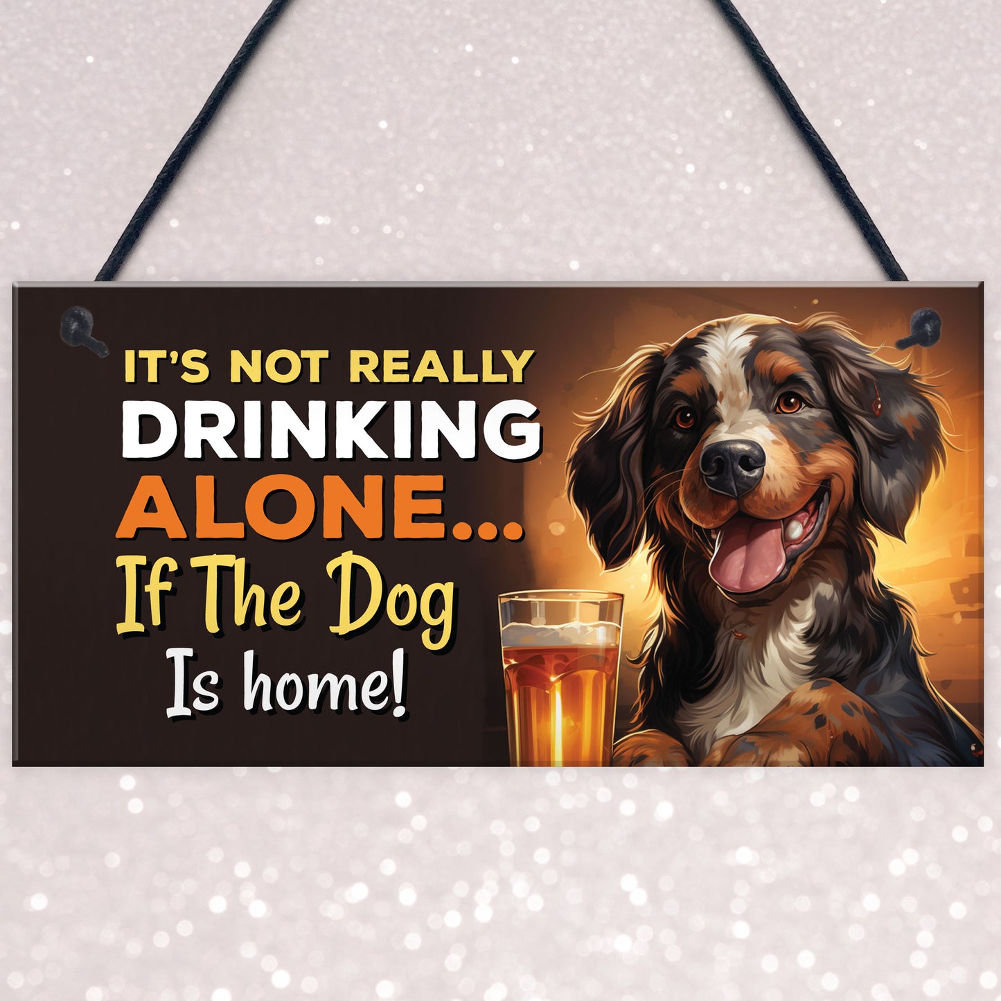 Dog Drinking Hanging Wall Sign Pub Man Cave Funny Home Bar Sign