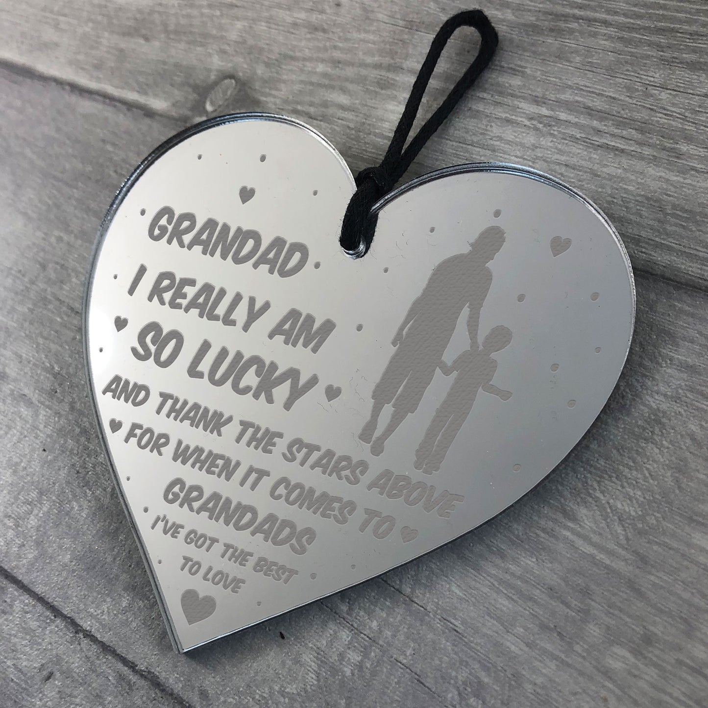 Novelty Thank You Gift For Grandad Engraved Heart Birthday Xmas