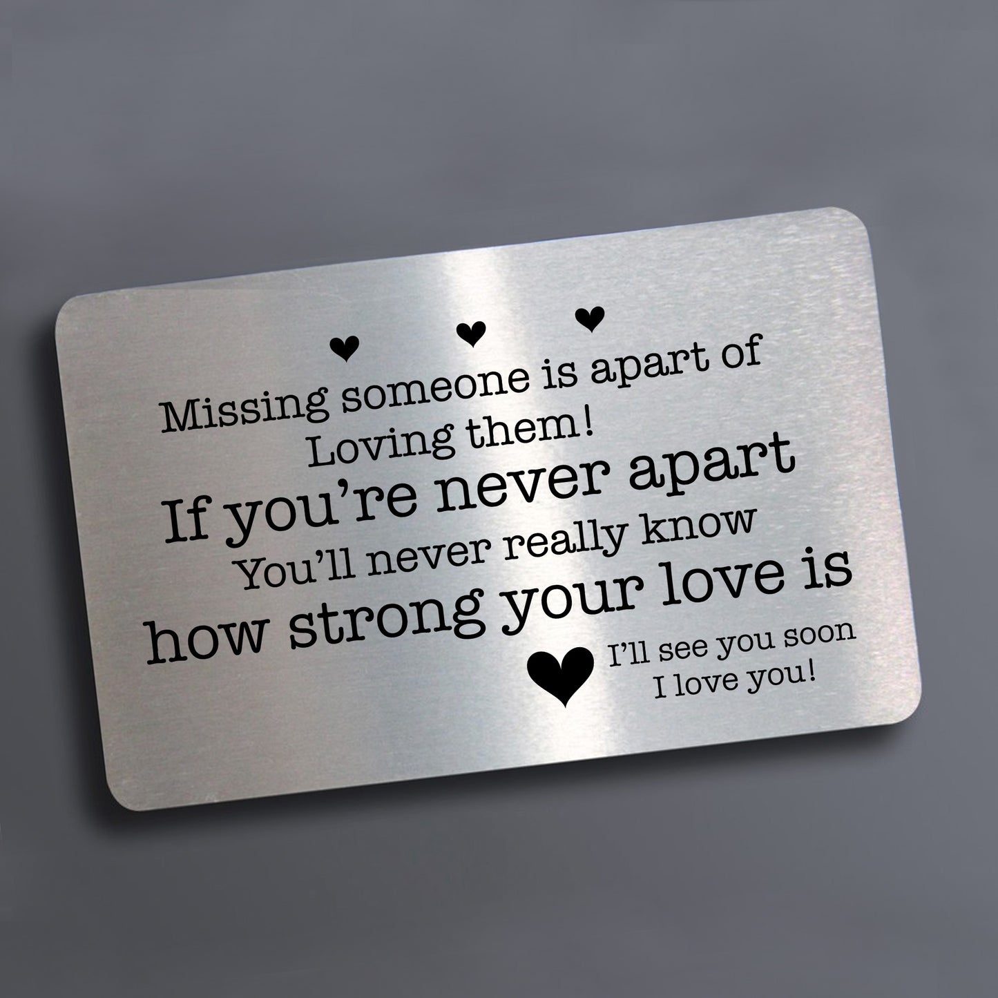 Long Distance Gift For Boyfriend Girlfriend Metal Insert