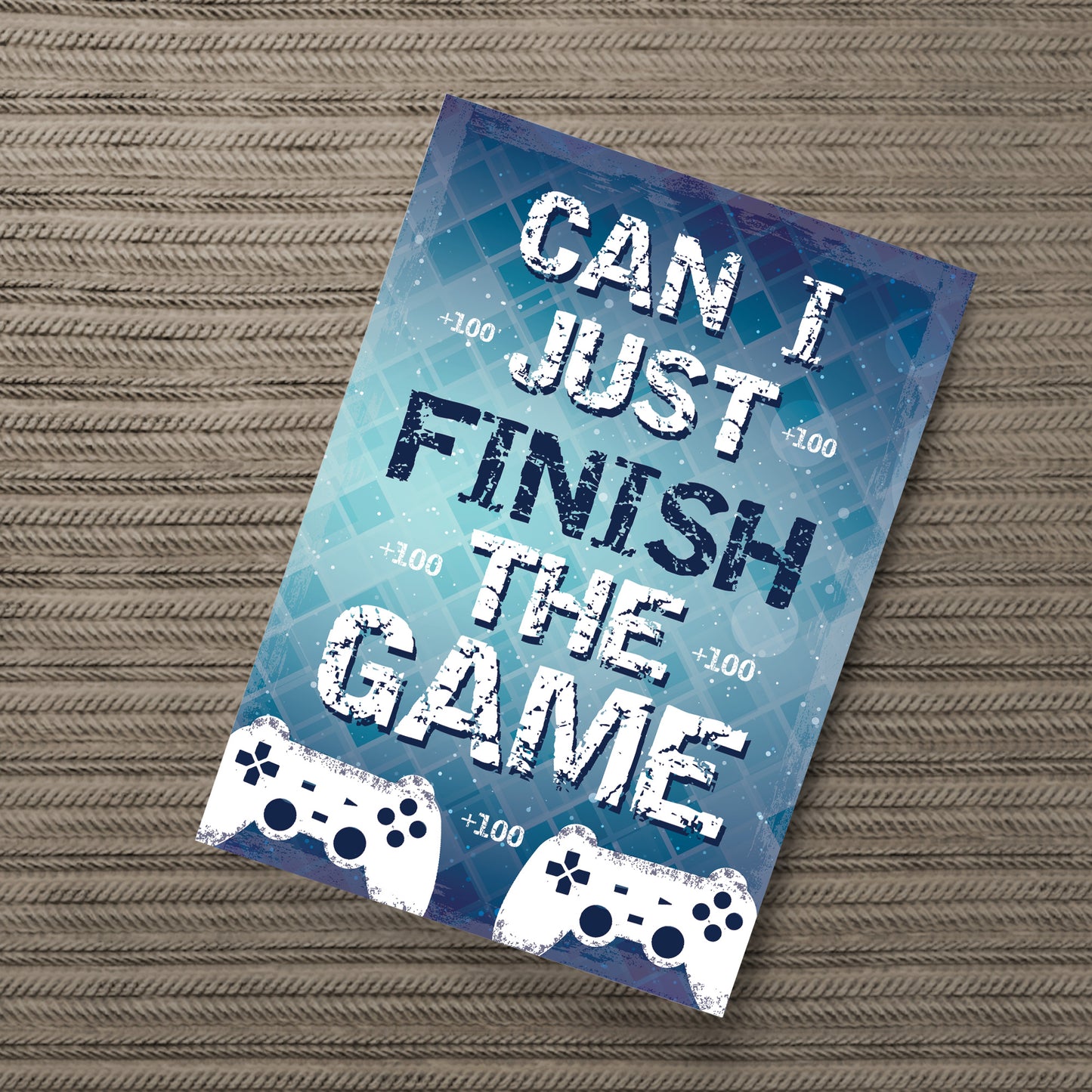 Blue Gaming Print Gift For Gamer Son Dad Boys Bedroom Wall Art