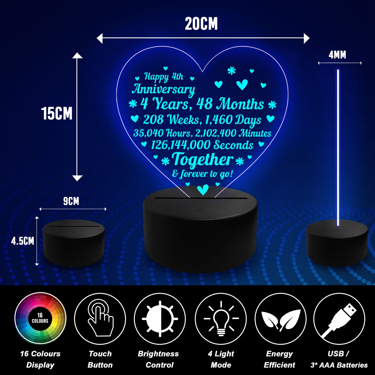 4th Wedding Anniversary Gifts for Her Him NEON LED Lamp