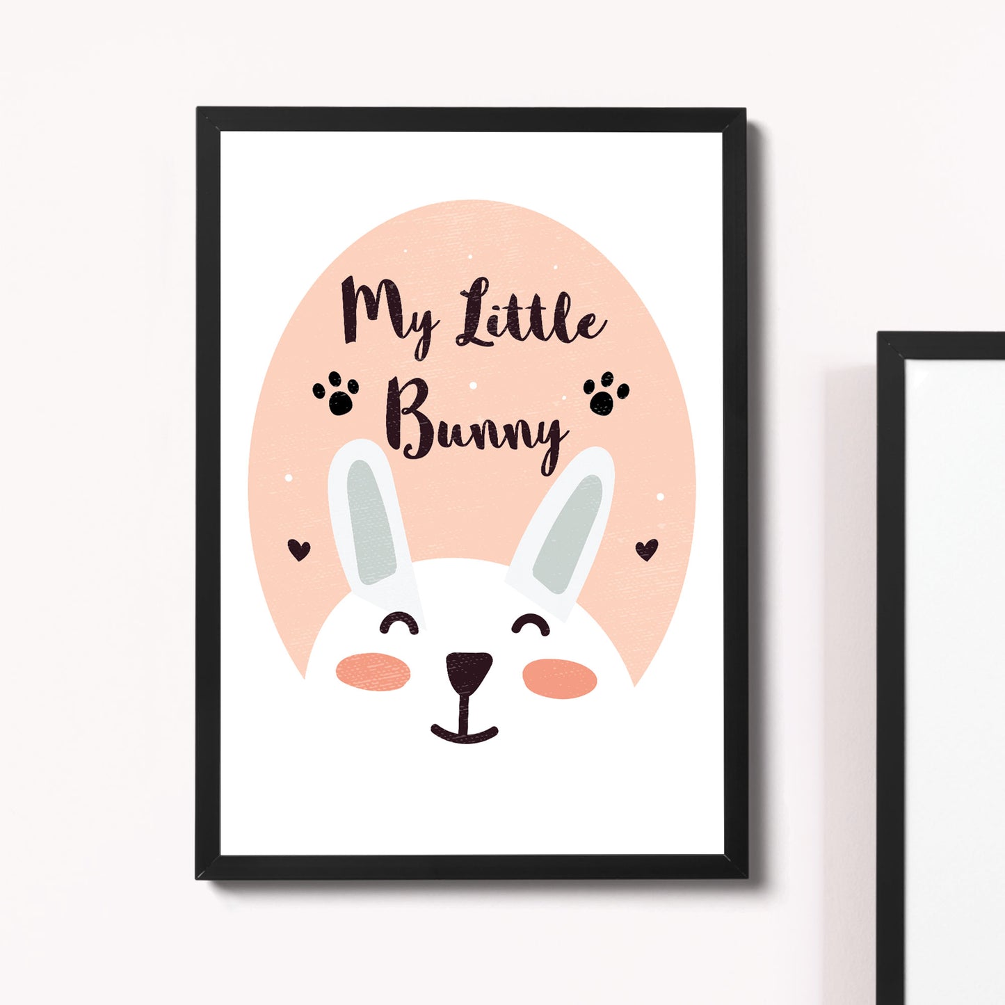 Nursery Print Framed Bunny Picture Nursery Decoration Baby Girl